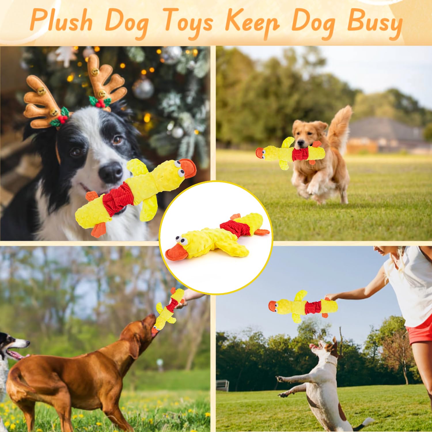 Durable Interactive Large Dog Toys - Squeaky Tug of War & Crinkle Chew Toy for Small Medium Large Breed Dogs | Tough Plush Teething Toy for Puppies & Adult Dogs (Duck Design) - Perfect for Playtime, Training & Anxiety Relief