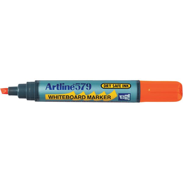 Artline 579 Whiteboard Marker - 5mm Chisel Tip, Orange Ink, Pack of 12 - Perfect for Office, Classroom & Home Whiteboard Presentations