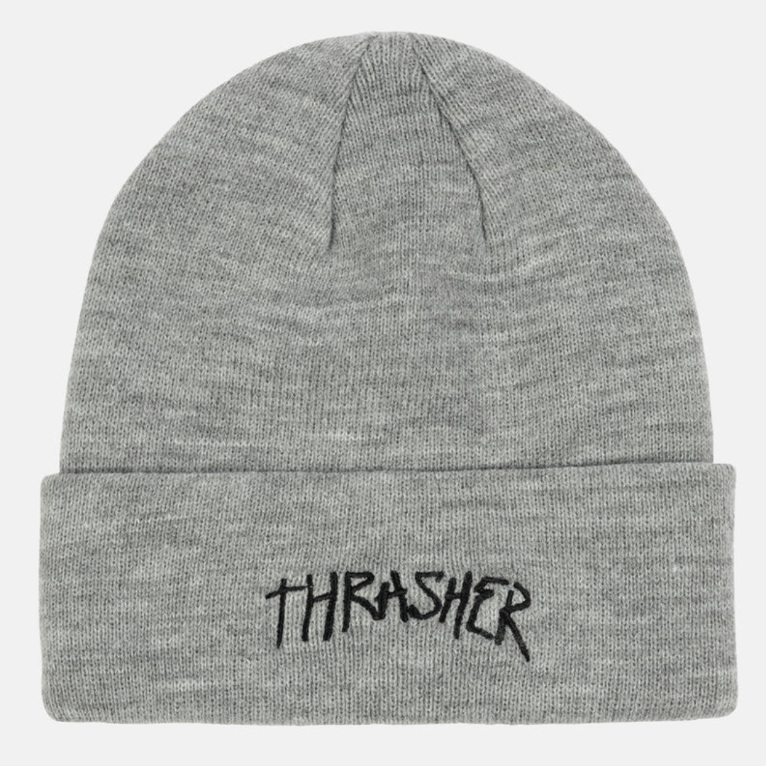 Thrasher Sketch Beanie - Grey Skull Cap for Men & Women - Warm Winter Hat for Skateboarding, Streetwear, and Outdoor Activities