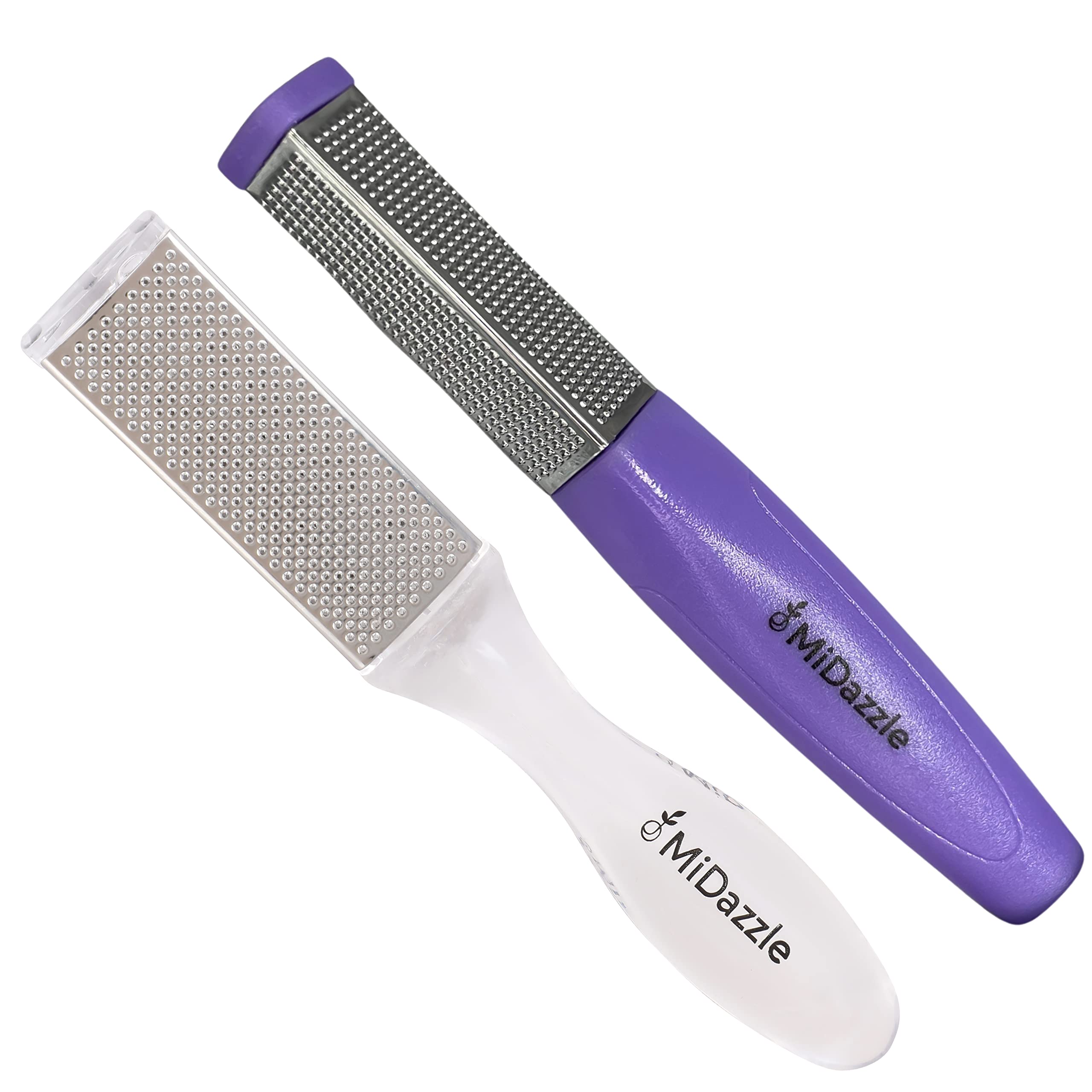 Midazzle 2-in-1 & 3-in-1 Rectangle Foot Scrubber and Callus Remover (FF78) - Exfoliating Pedicure Tool for Soft Feet - Pack of 2 (Colors May Vary) - Perfect for Home Spa, Pedicure, and Foot Care Routine