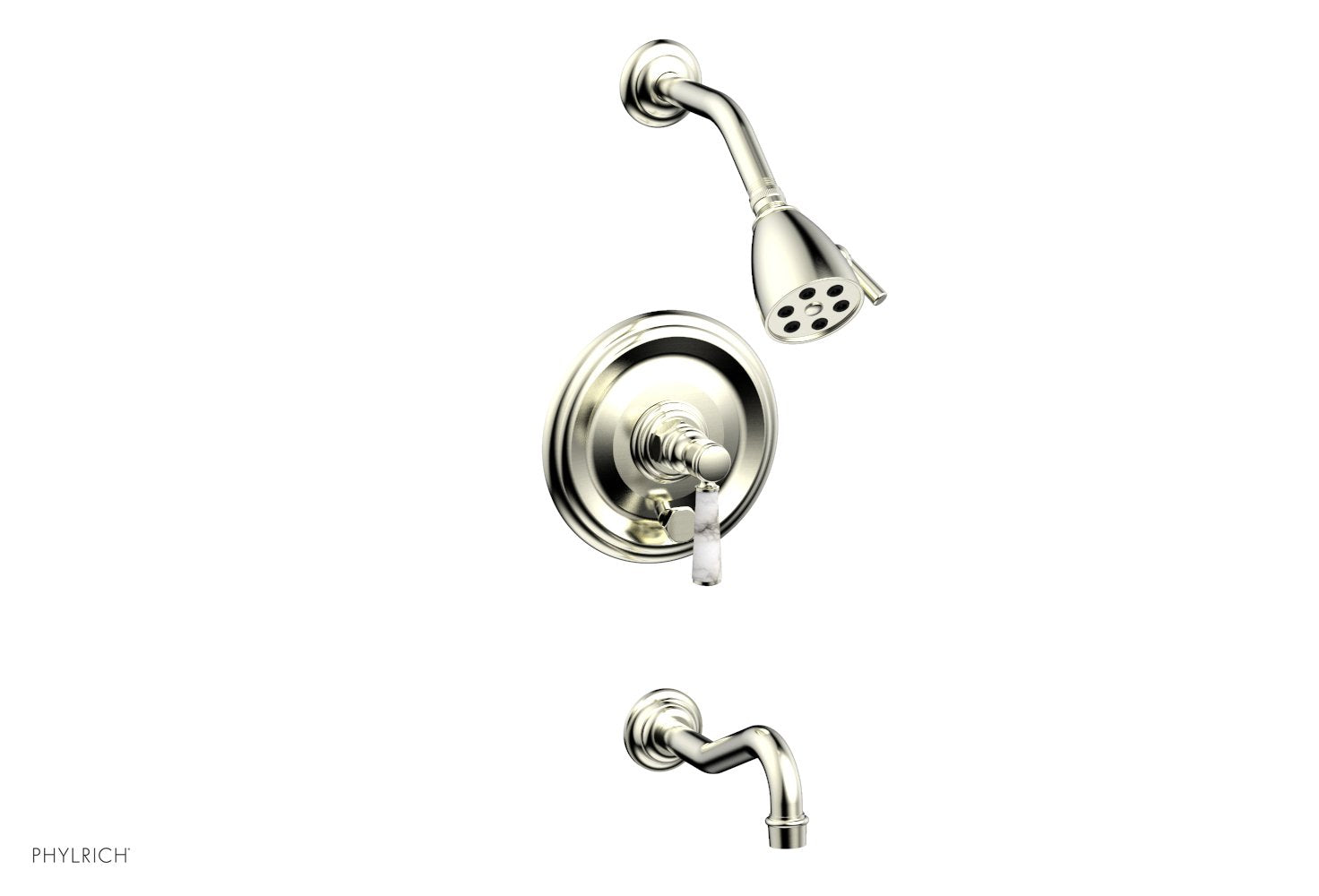 HENRI Pressure Balance Tub and Shower Faucet Set - White Marble Lever Handle 161 28 for Bathroom & Shower Installation | Modern Matte Finish, Easy to Install, Durable Design