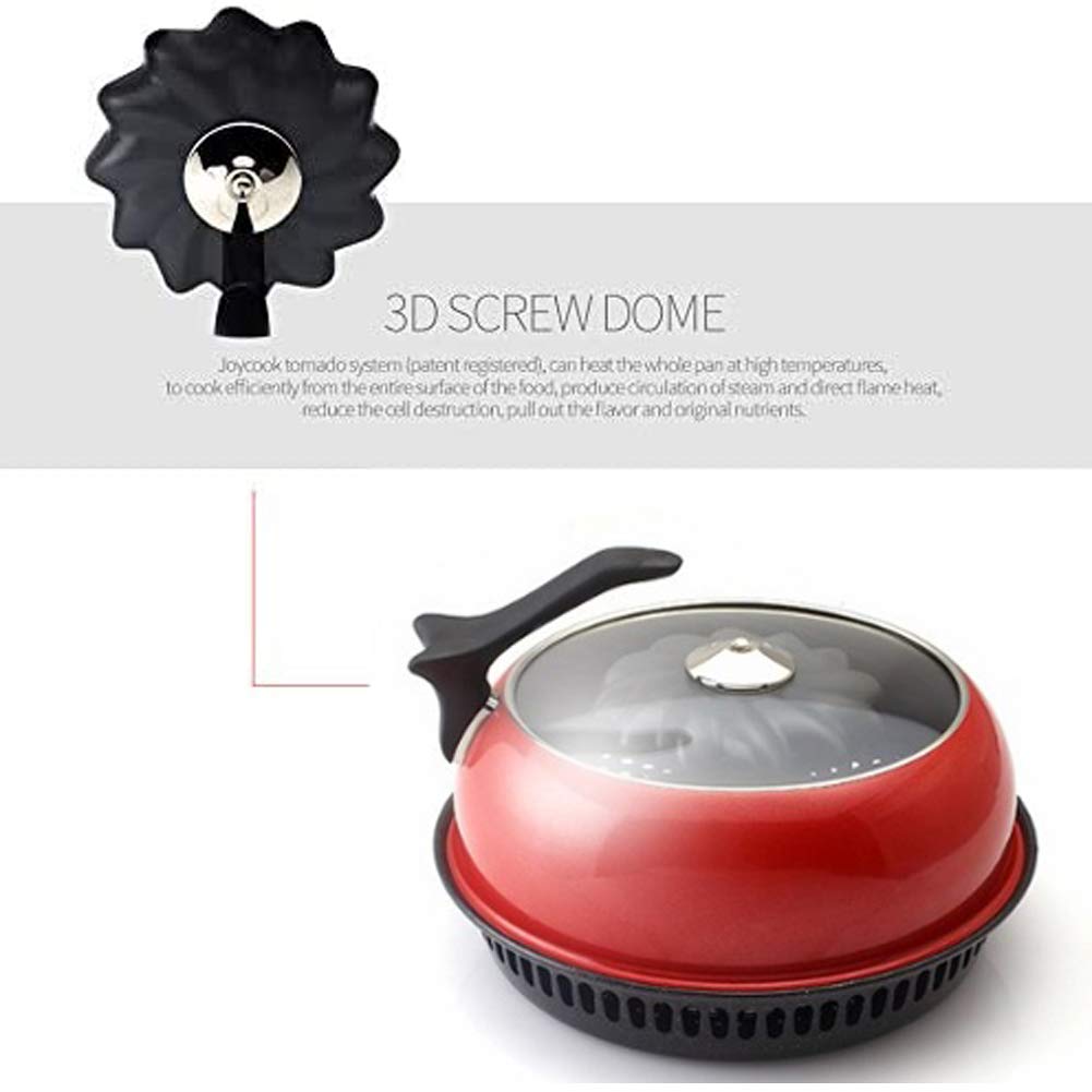 Joycook 13-inch Smokeless BBQ Grill Pan for Gas Stove - Wide Direct Flame Fire Oven for Meat, Fish, Chicken - Korean Style Kitchen Grill - Perfect for Indoor/Outdoor Cooking, Camping & Backyard BBQs (Red)