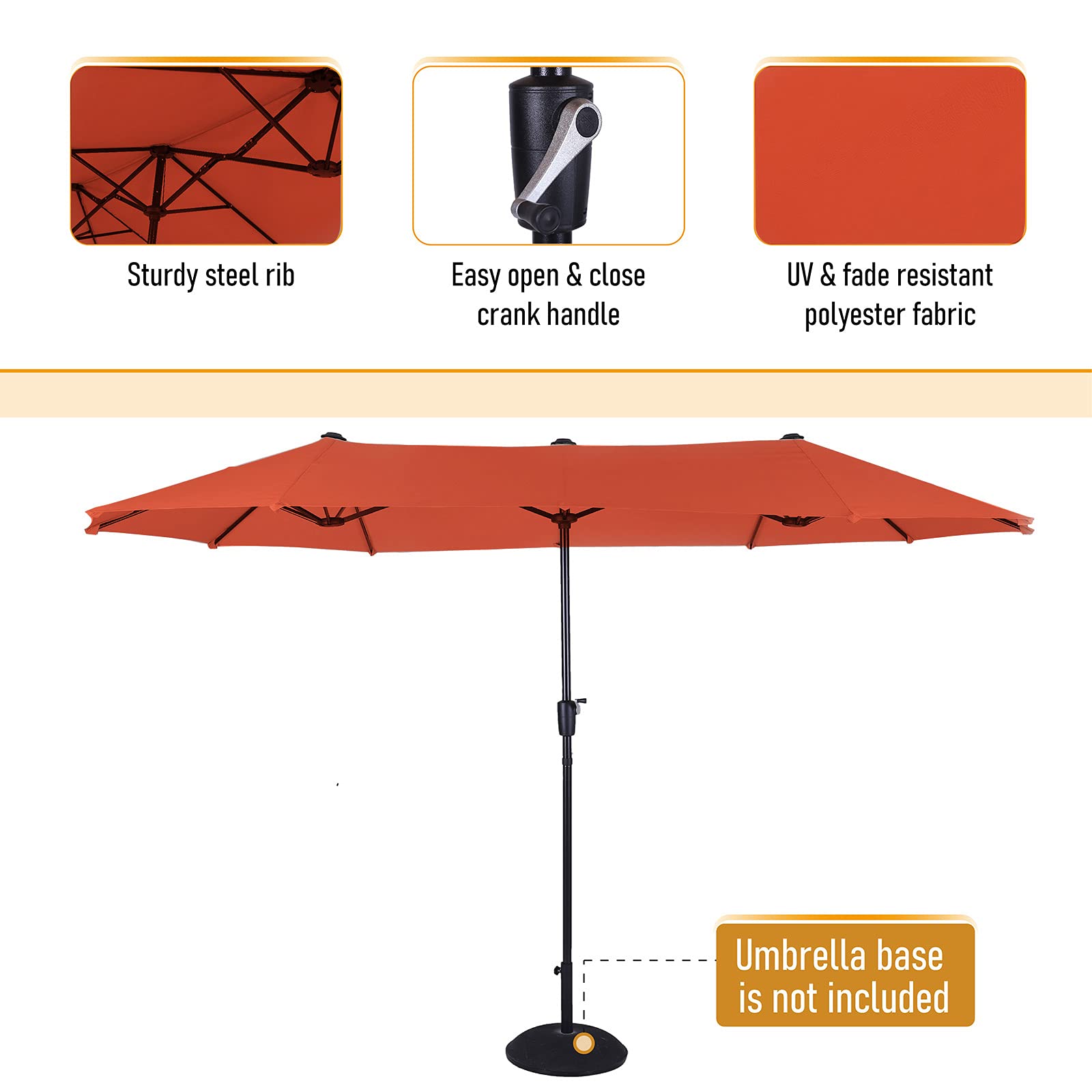 Sophia & William 8-Piece Outdoor Patio Dining Set with 6 Spring Motion Chairs & 1 Metal Table - Includes 13ft Double-Sided Orange Red Umbrella - Durable Metal Furniture for Garden, Lawn, Backyard - Perfect for Outdoor Entertaining, BBQs, and Relaxing in Your Yard