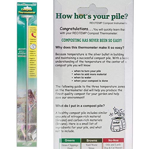 REOTEMP Garden and Compost Moisture Meter MM15 with Backyard Compost Thermometer FG20P - 2-in-1 Soil Testing Kit for Organic Gardening, Composting & Plant Care - Perfect for Home Gardens, Farms and Outdoor Planting