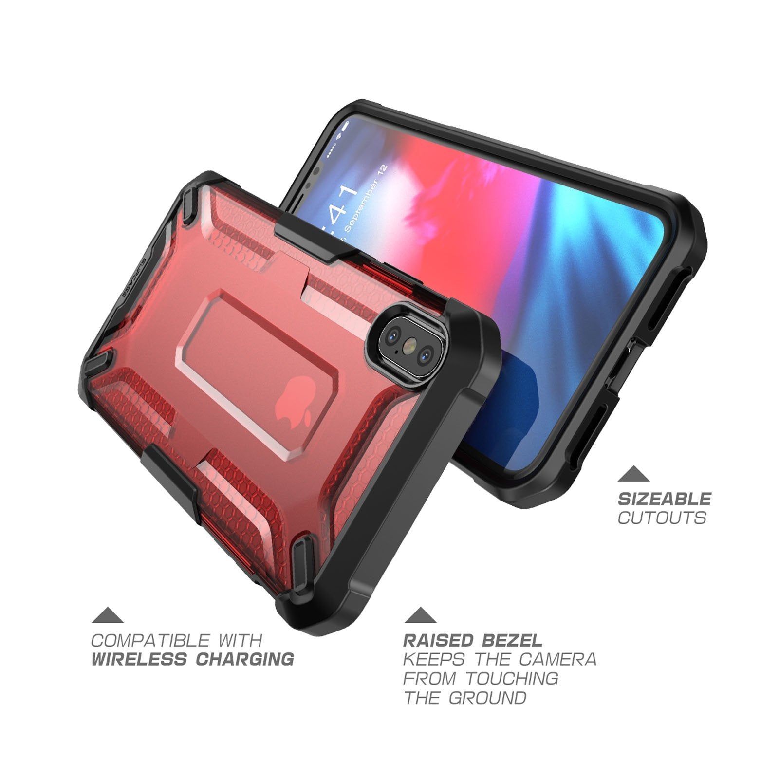 iPhone XS Max Unicorn Beetle Bumper Case - Shockproof Protective Cover with Raised Bezels - Perfect for Outdoor Activities, Travel & Daily Use (Red)