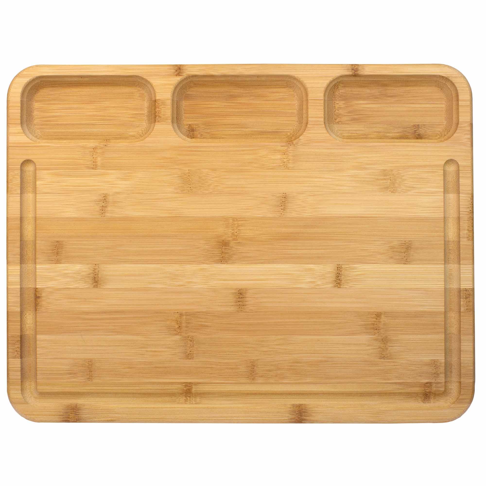 3-Well Kitchen Cutting Board with Juice Grooves, 17.5