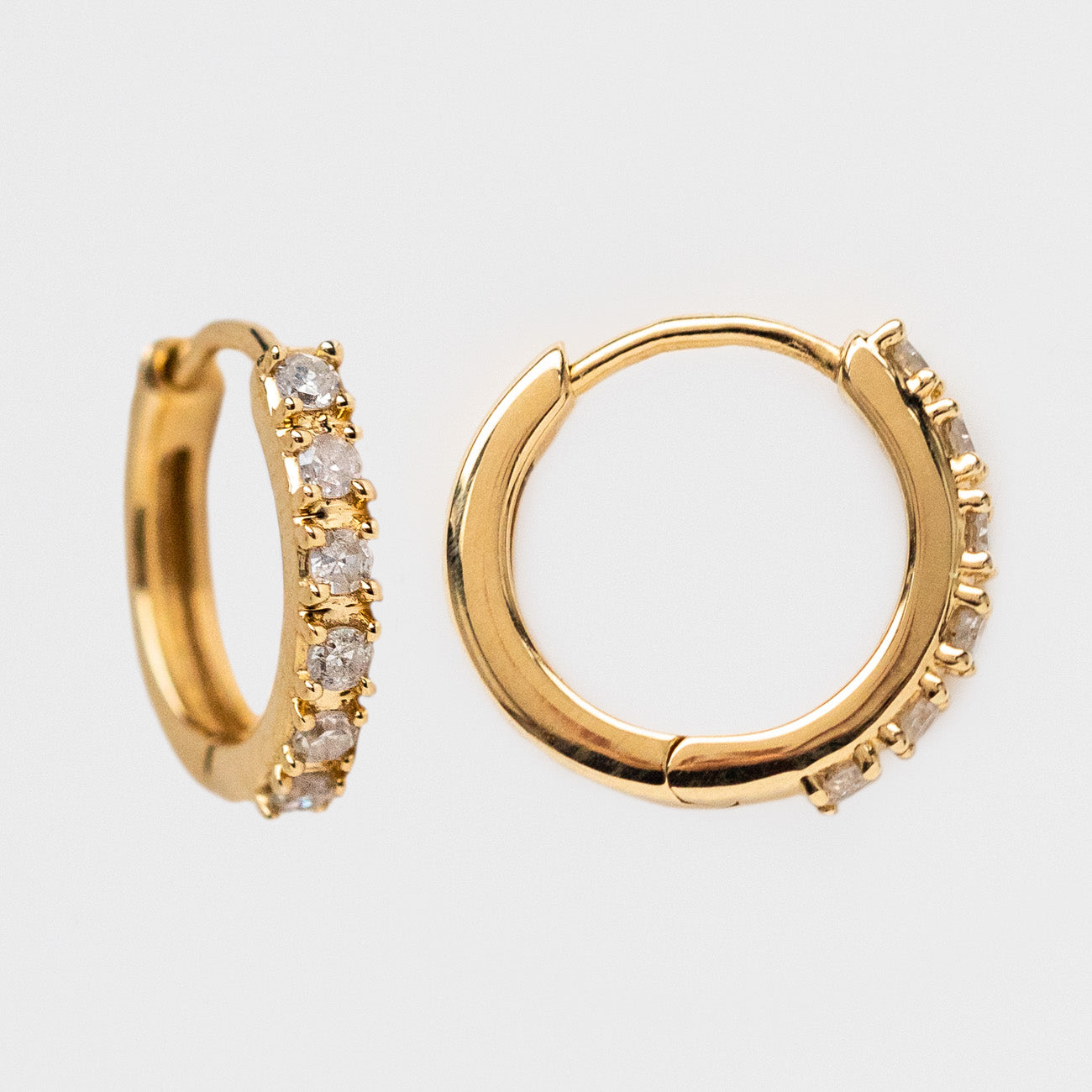 Solid Gold Diamond Huggie Hoop Earrings for Women - 14K Real Gold Small Hoops - Minimalist Everyday Stud Earrings - Perfect for Work, Date Night & Special Occasions