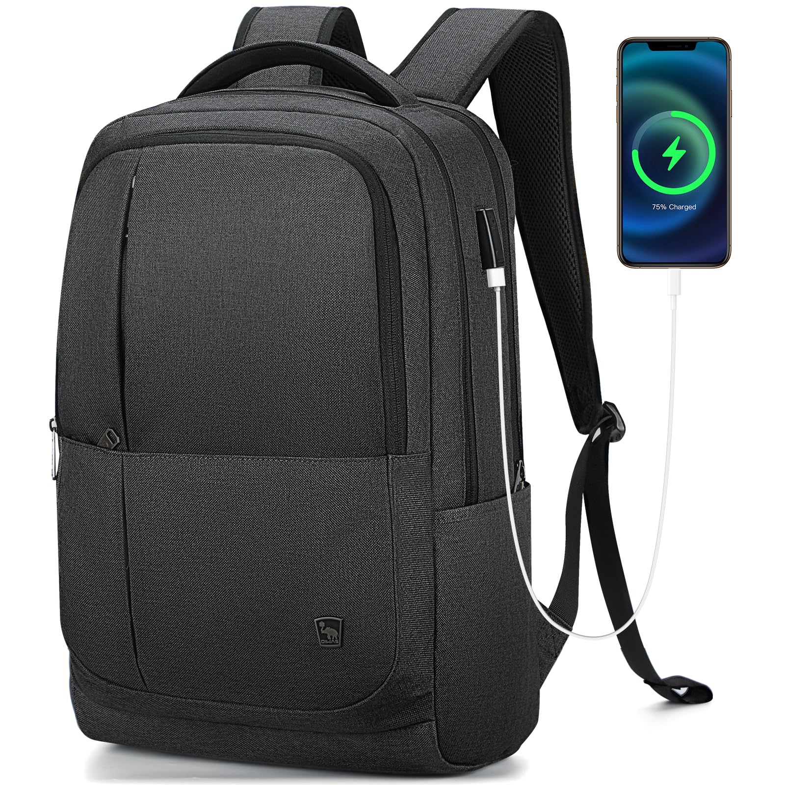 OIWAS 17 Inch Laptop Backpack - Lightweight Business & Travel Bag for Men & Women (Black) - Perfect for Work & Commute