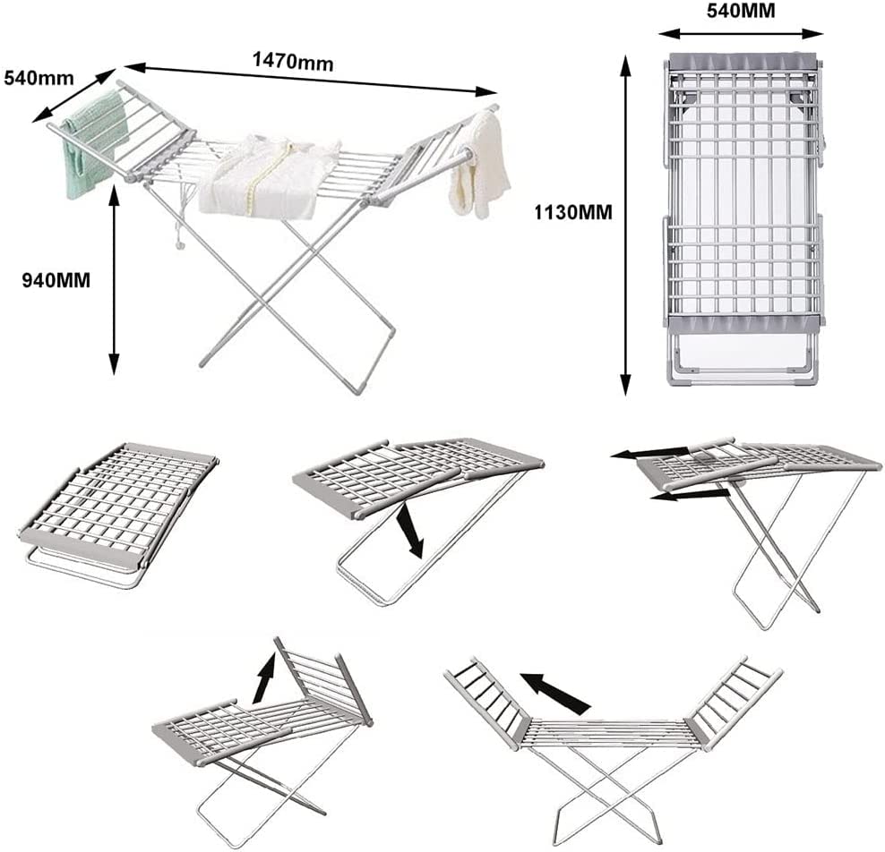 PAASHE Electric Clothes Dryer Rack - Portable & Fast Drying Laundry Solution for Apartments, Small Spaces - Ideal for Travel, Dorms, and Energy-Efficient Home Use