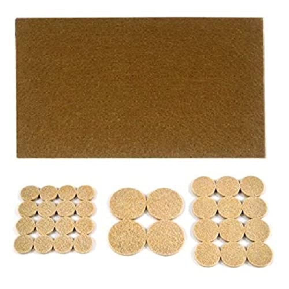 BH00053 Heavy Duty Self Adhesive Felt Pads - 4mm Thick, 66-Pack in Beige - Furniture Protectors for Chairs, Tables & Floor Protection