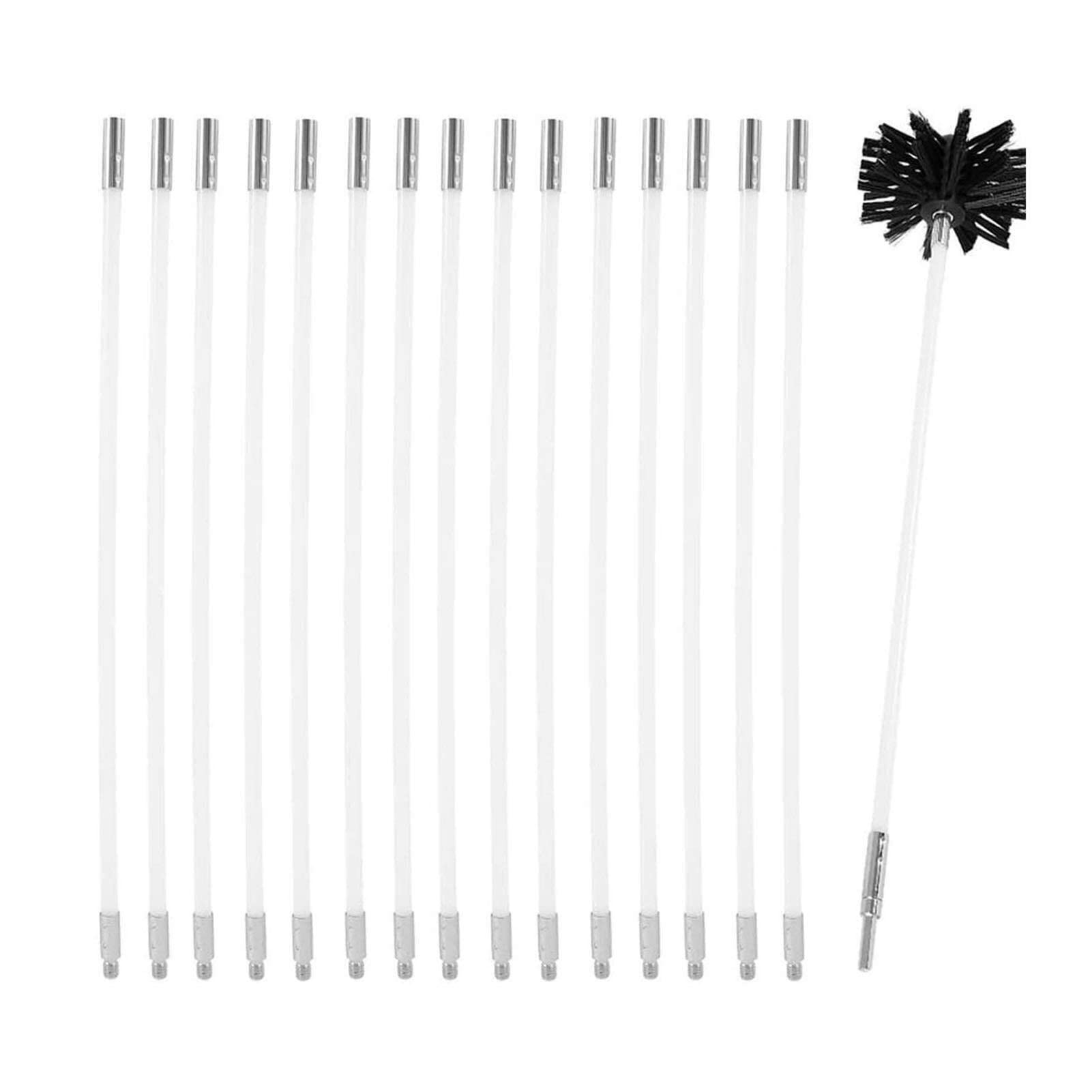 Flexible Chimney Sweep Kit - Nylon Chimney Brush & Soot Cleaning Tool with 1 Pipe Head & 9 Poles (18 Rods, 410mm) - Perfect for Fireplace, Wood Stove & HVAC Duct Cleaning