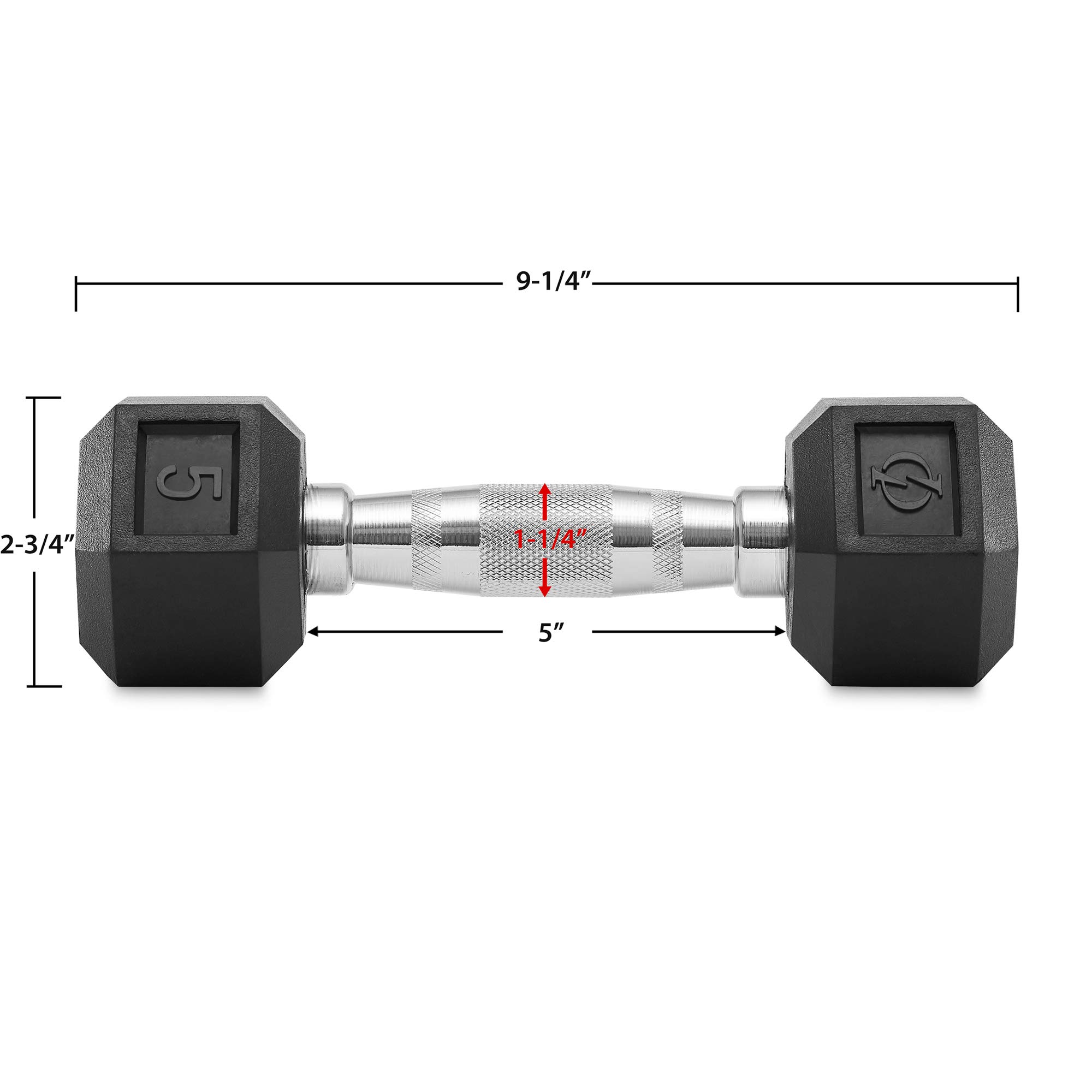 Rubber Coated Hex Dumbbell Set - 5-50lbs Gym Weights for Strength Training, Home Workout & CrossFit | Anti-Roll Design with Ergonomic Grip
