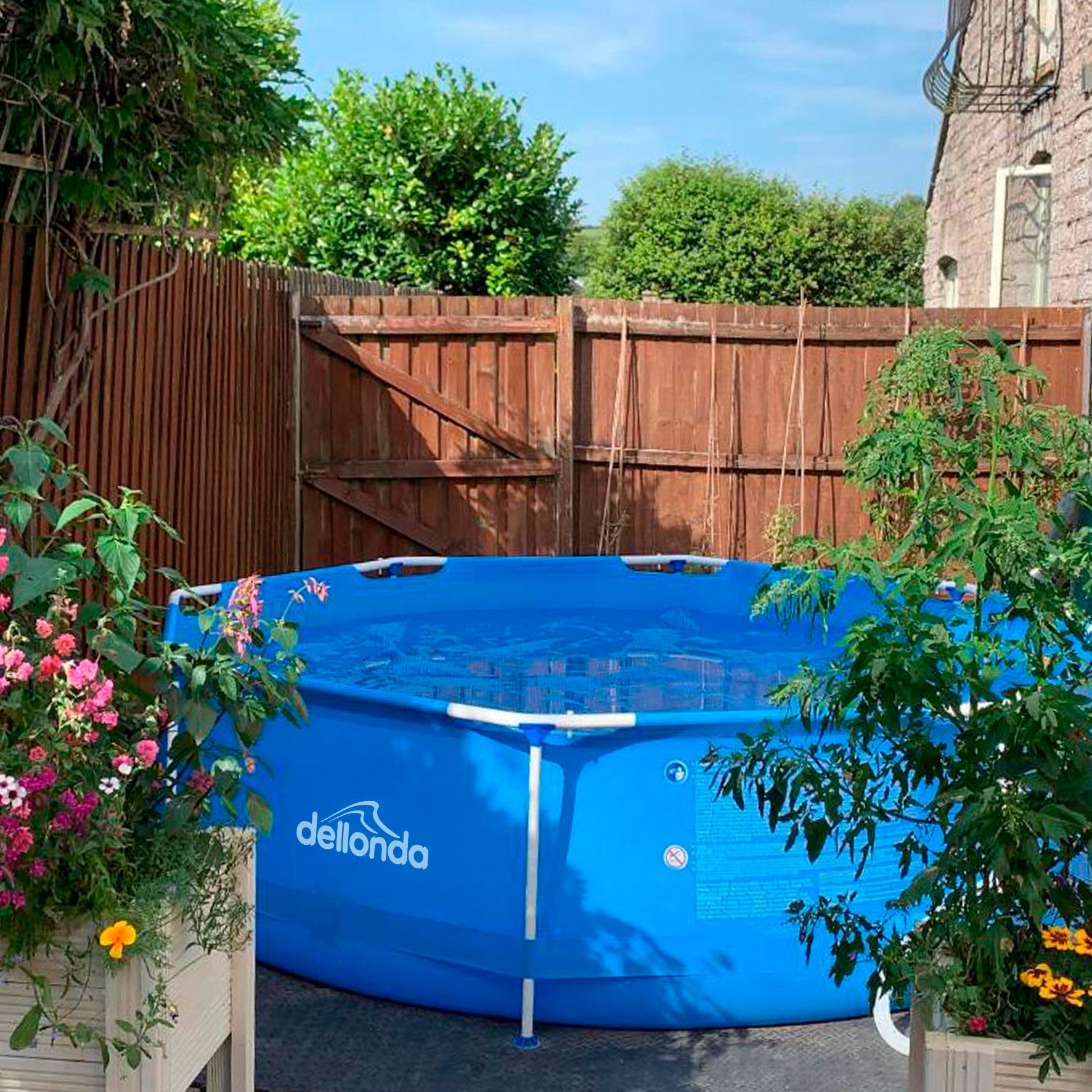 12ft Steel Frame Round Above Ground Swimming Pool with Ladder, Filter Pump & Cover - Durable Blue Outdoor Pool for Backyard, Garden, and Family Fun - Model DL138