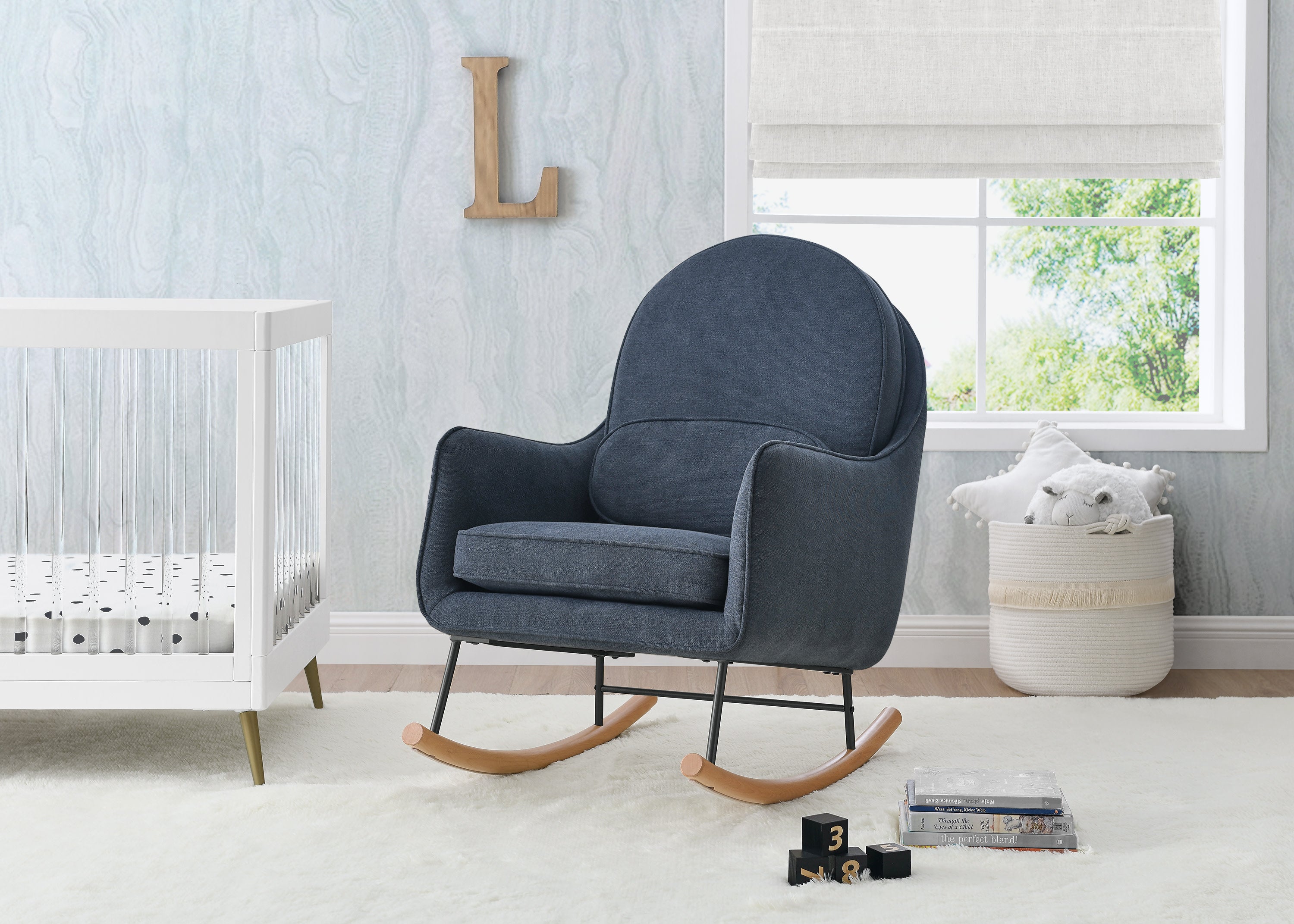 LiveSmart Evolve Fabric Ella Rocker - Comfortable & Stylish Rocking Chair for Living Room, Nursery, or Office Relaxation