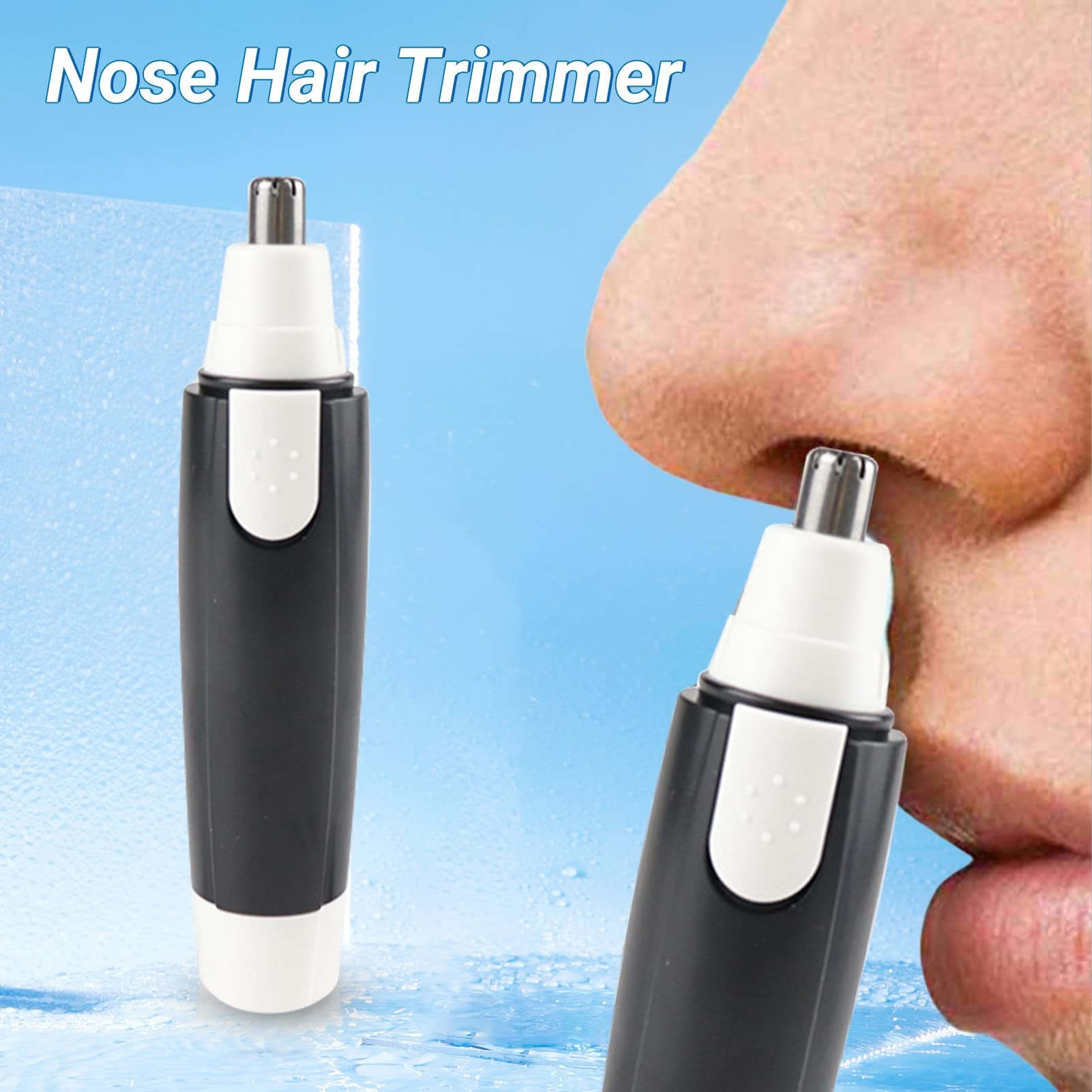 Professional Painless Ear & Nose Hair Trimmer for Men & Women - Waterproof Battery-Operated Eyebrow & Facial Hair Clipper - Perfect for Travel, Home Grooming & Personal Care - Black