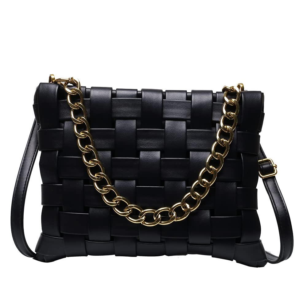 Luxury Designer Weave Small Crossbody Bags for Women - Fashion Chain Shoulder Messenger Purse Handbag | Perfect for Date Night, Travel & Everyday Use