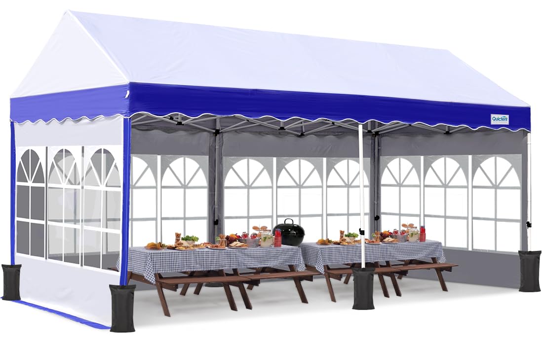 Quictent Heavy Duty 10'x20' Pop Up Canopy Tent with 6 Sidewalls - Commercial Grade Waterproof Outdoor Party Shelter for Weddings, Events, Markets - Includes 6 Sand Bags (White) | Perfect for Outdoor Gatherings, Trade Shows & Backyard Parties
