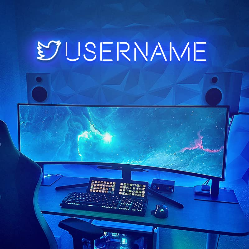 Custom Twitter Gaming Neon Signs - Personalized LED Wall Decor for Gamers & Streamers | Unique Twitch, YouTube Username Light | Perfect for Live Streaming Setup, Gamer Room Decor & Influencer Gifts