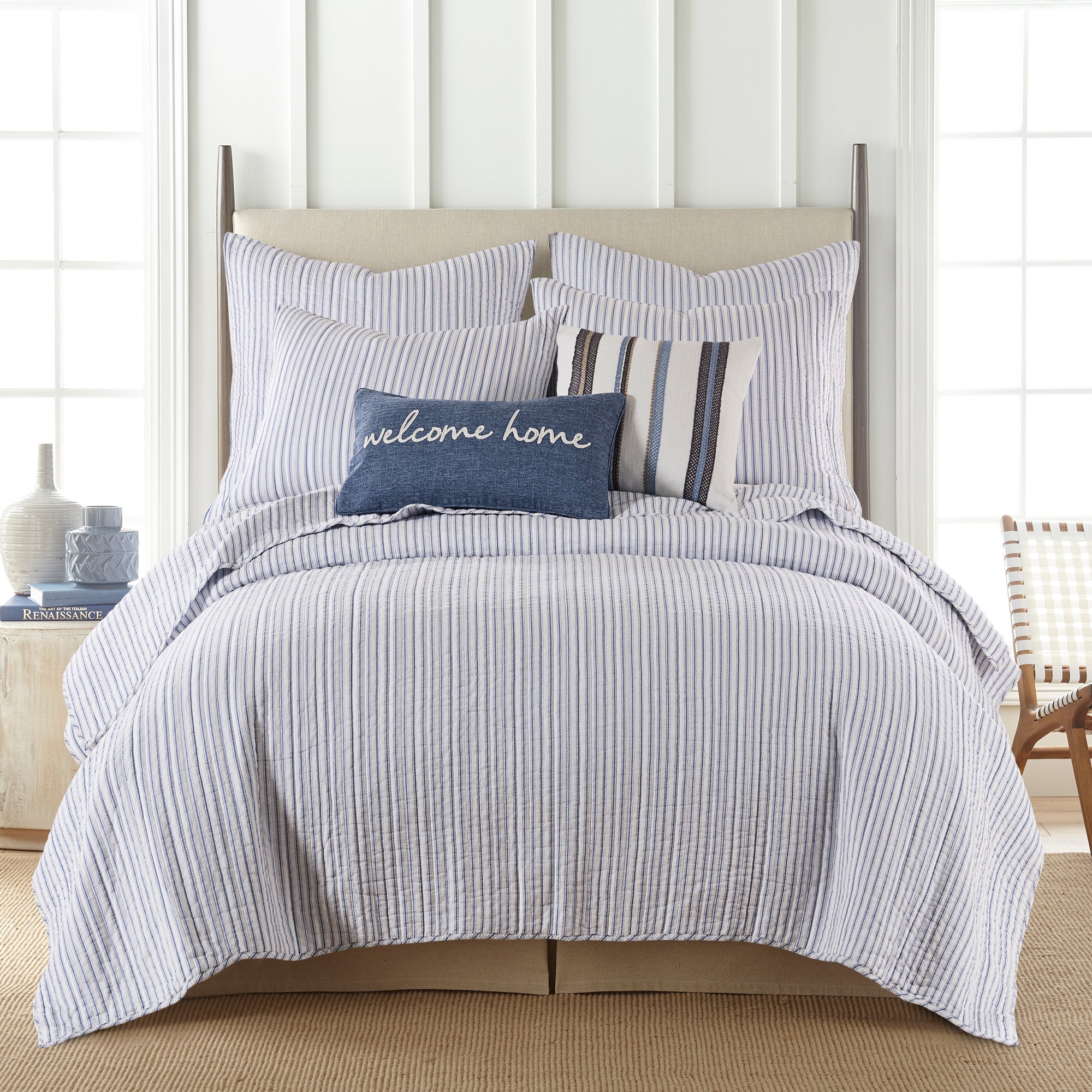 Premium Tobago Stripe Quilt Set - Soft & Breathable Cotton Bedding - Queen Size Bedspread for Cozy Sleep - Perfect for Guest Rooms, Master Bedrooms & Vacation Homes
