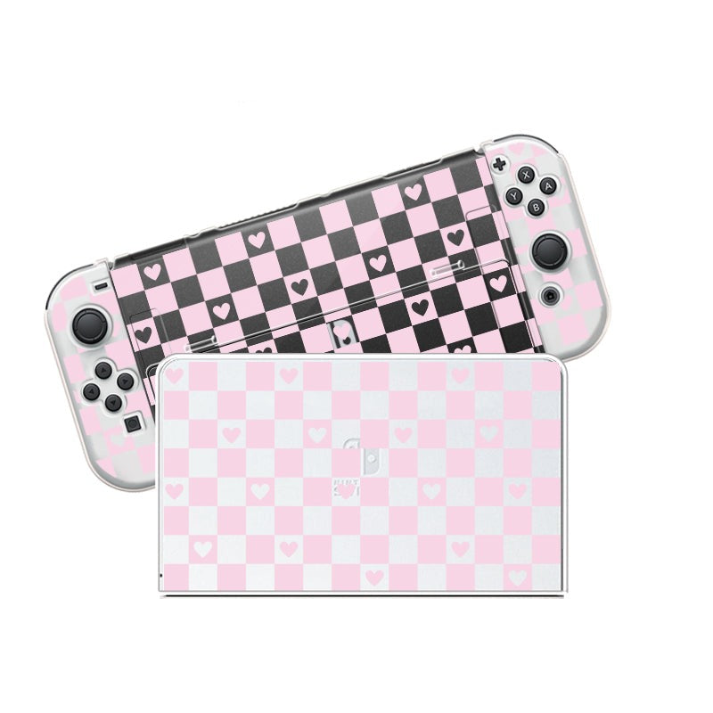 Checkered Love Protective Case for Nintendo Switch - Durable Hard Shell Cover with Soft Interior for Gaming Console - Perfect for Travel, Home & On-the-Go Gaming
