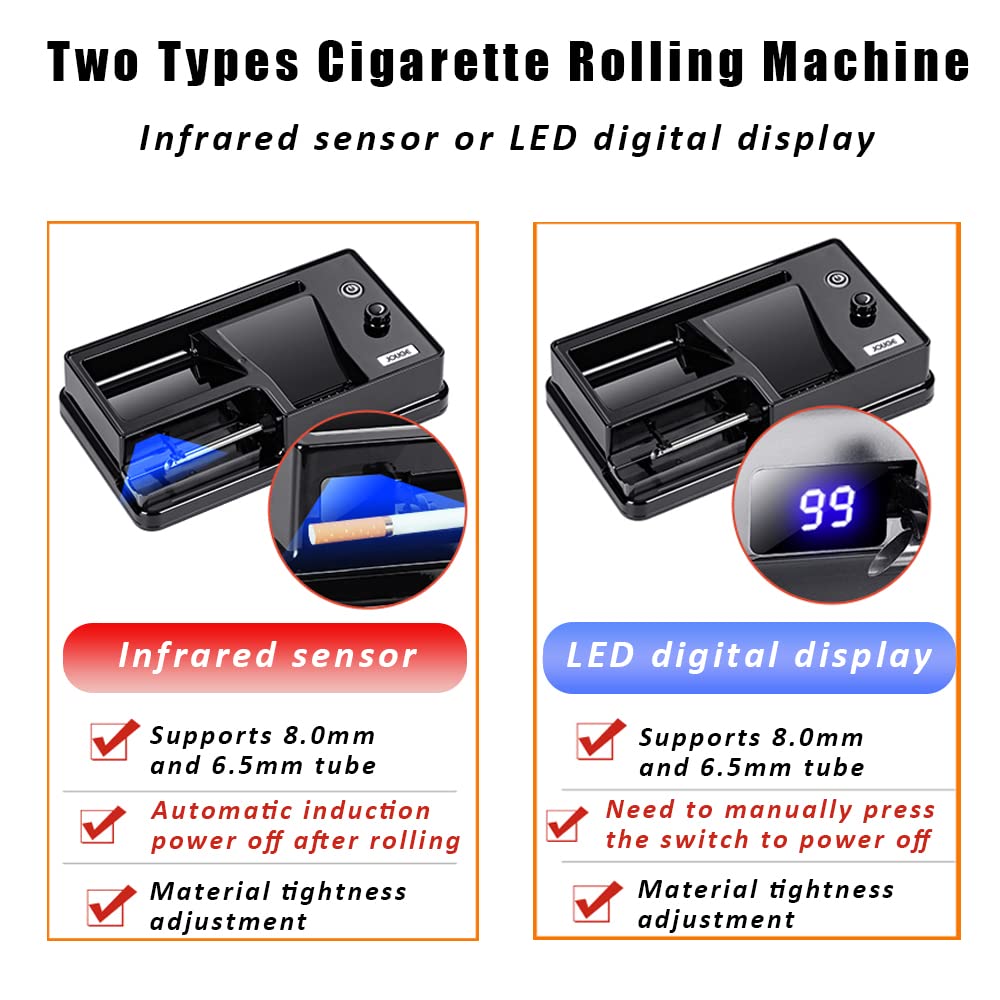 Automatic Electric Cigarette Rolling Machine with Infrared Sensor - Portable Tobacco Injector Roller for 8mm/0.31