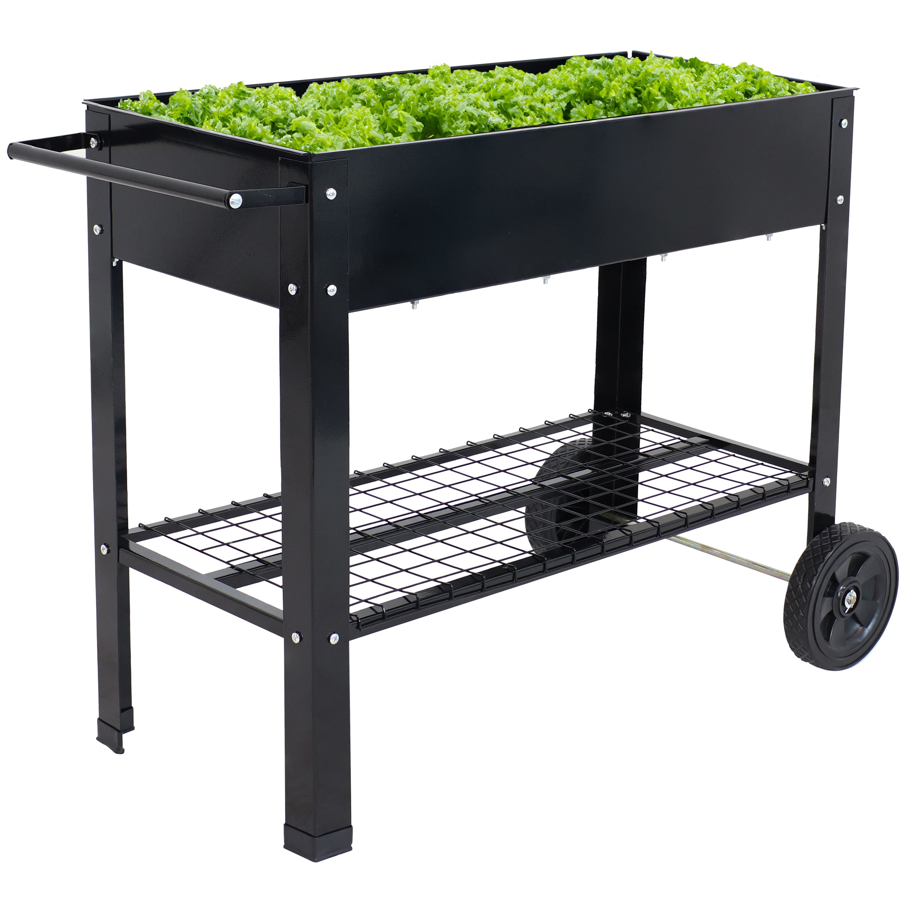 Galvanized Steel Mobile Raised Garden Bed Cart - Portable Planter Box with Wheels for Vegetables, Herbs & Flowers | Indoor & Outdoor Gardening Solution