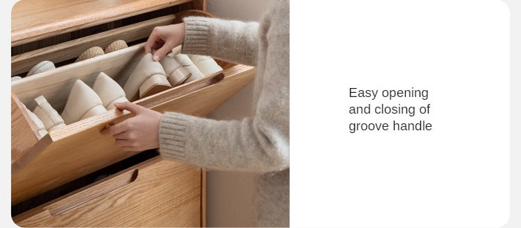 Solid Wood Shoe Cabinet - Thin Oak & Poplar Entryway Storage Organizer for Home, Porch, and Doorway | Perfect for Small Spaces & Clutter-Free Entry
