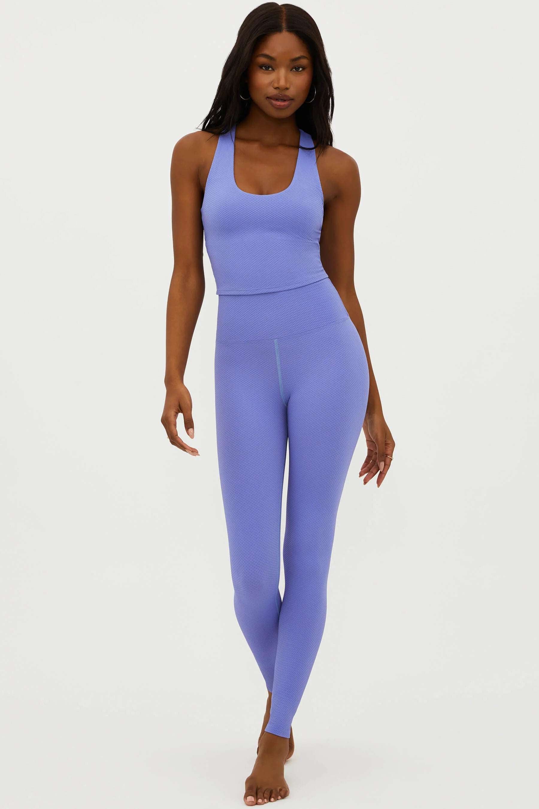 Beach Riot Women's Piper High Waisted Leggings - Soft Waffle Texture, Periwinkle Blue - Perfect for Yoga, Workouts & Casual Wear
