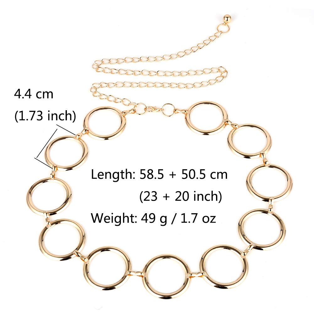 Juland Adjustable Alloy Waist Chain for Women - Gold Ring Buckle Body Jewelry for Jeans & Dresses | Perfect for Parties, Weddings & Fashion Accessories