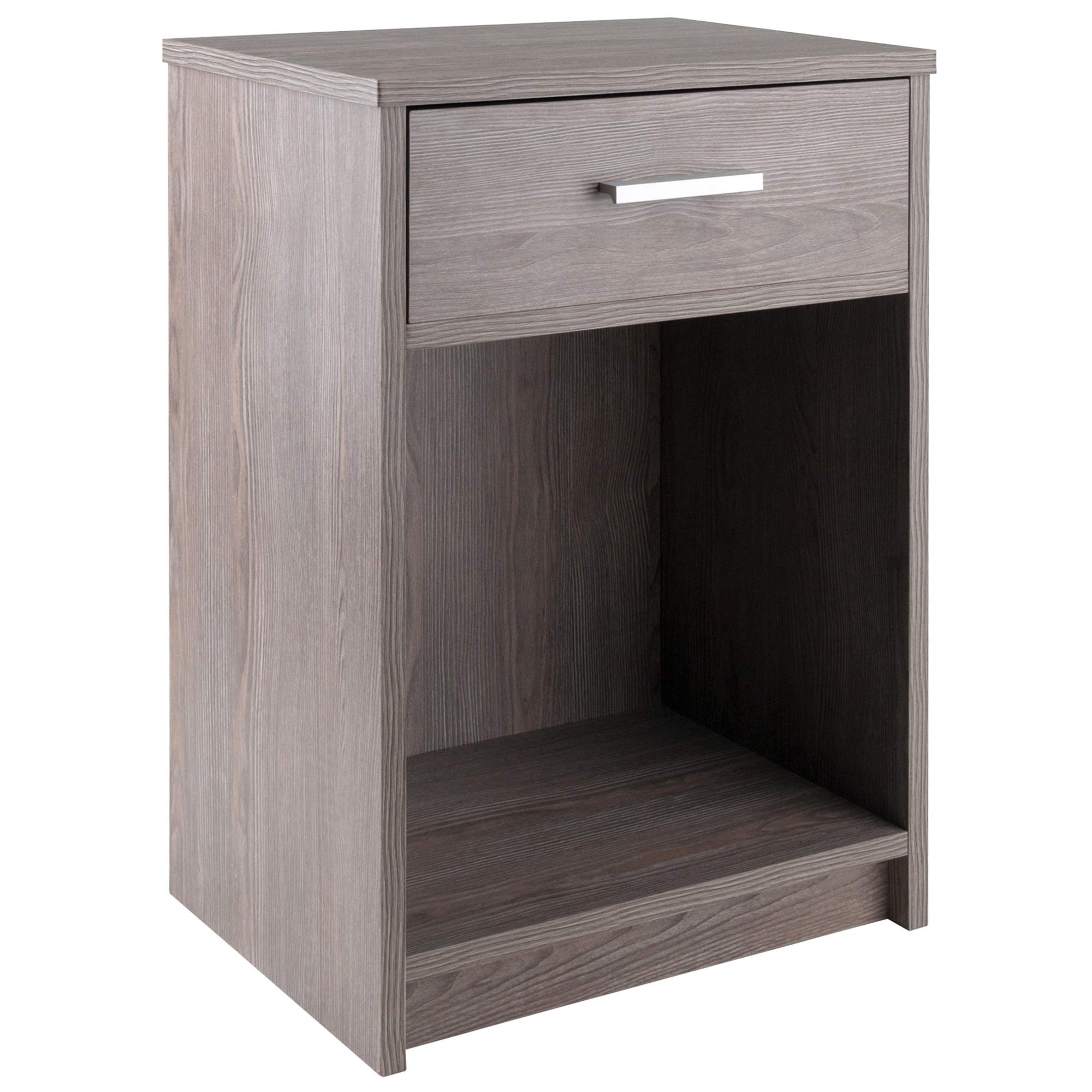 Contemporary Ergonomic Wooden Rennick Accent Table - Rustic Side Table with Drawer & Cabinet, Mini Bookshelf & Printer Stand in Ash Gray - Perfect for Living Room, Bedroom, or Home Office Decor