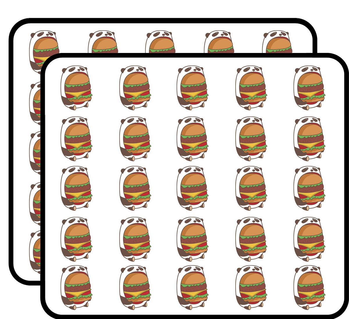 50 PCs Happy Cute Hungry Panda Eating Hamburger Patty 1