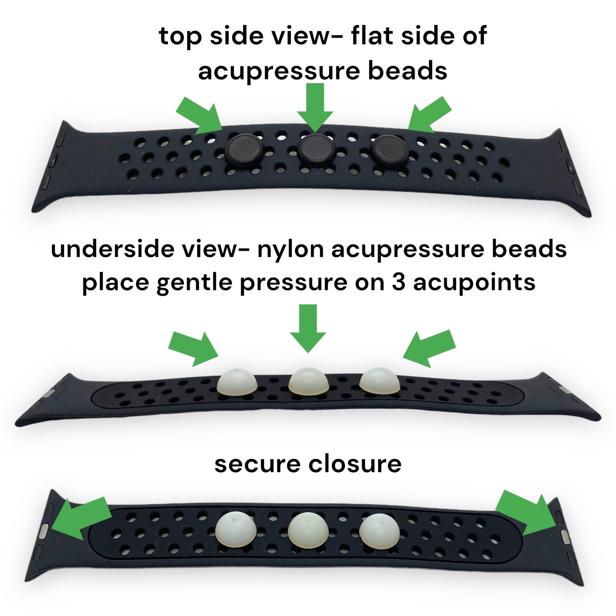 Acupressure Watch Band for Stress & Nausea Relief - Waterproof Silicone Solo Loop Design for Apple Watch - Natural Balance Therapy - Perfect for Travel, Workouts & Daily Wellness (Size L 38/41)