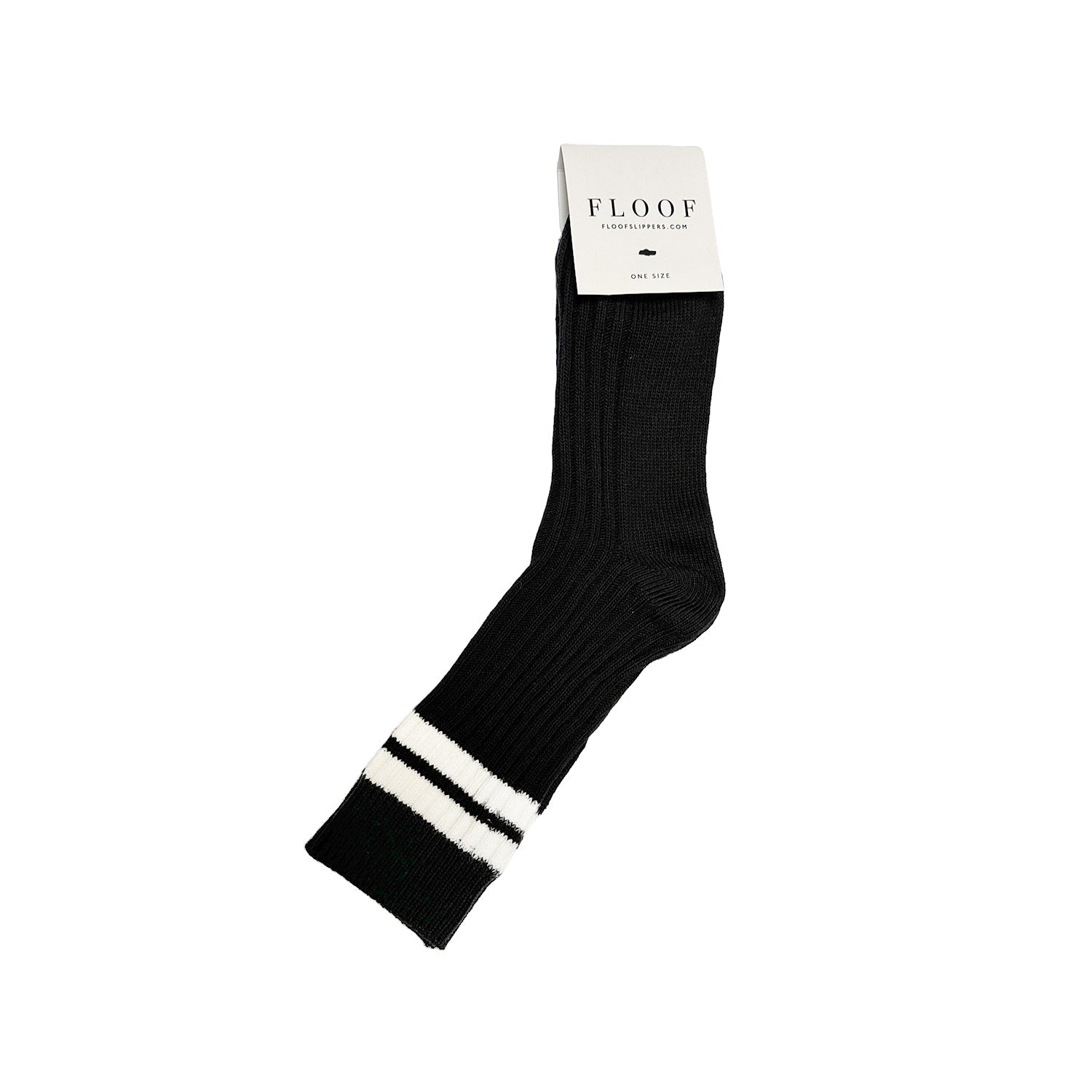 FLOOF Ribbed Tube Socks for Women & Men - Black & White Striped Crew Socks - Soft & Comfortable Casual Socks for Everyday Wear, Gym, Running, and Workout