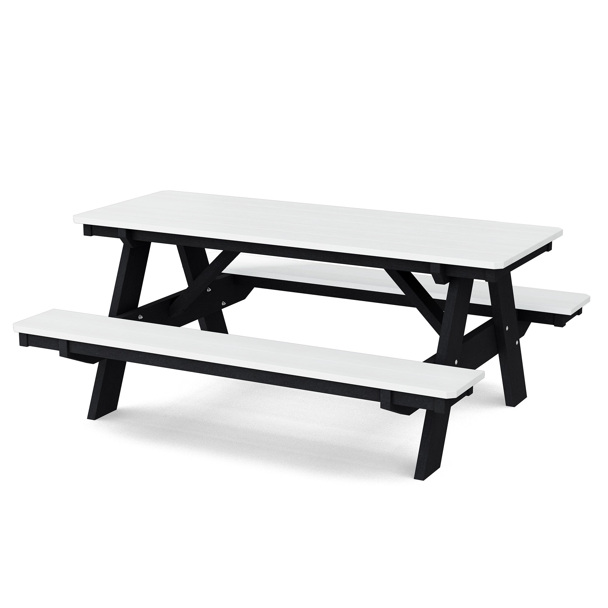Heritage 72 Inch Outdoor Picnic Table with Attached Benches - Durable All-Weather Patio Furniture for Backyard, Garden, and Park Gatherings
