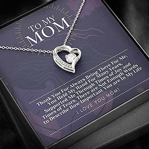 To My Mom Necklace - Forever Love Pendant with Message Card | Mother's Day, Birthday & Anniversary Gift for Mom | Thoughtful Present from Daughter | Thank You Jewelry for Always Being There | Perfect for Daily Wear, Special Occasions & Heartfelt Moments