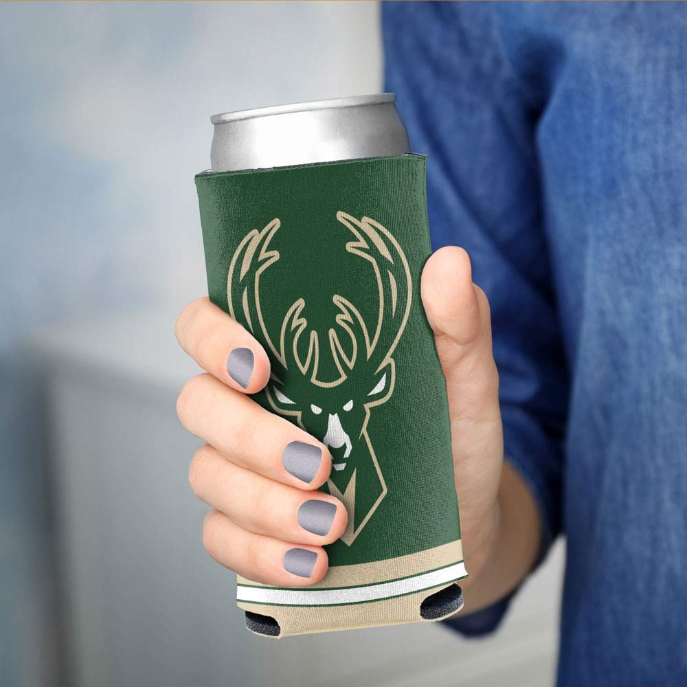 WinCraft NBA Milwaukee Bucks Slim Can Cooler - Officially Licensed, Team Colors, One Size - Perfect for Tailgating, Parties & Game Day Drinks