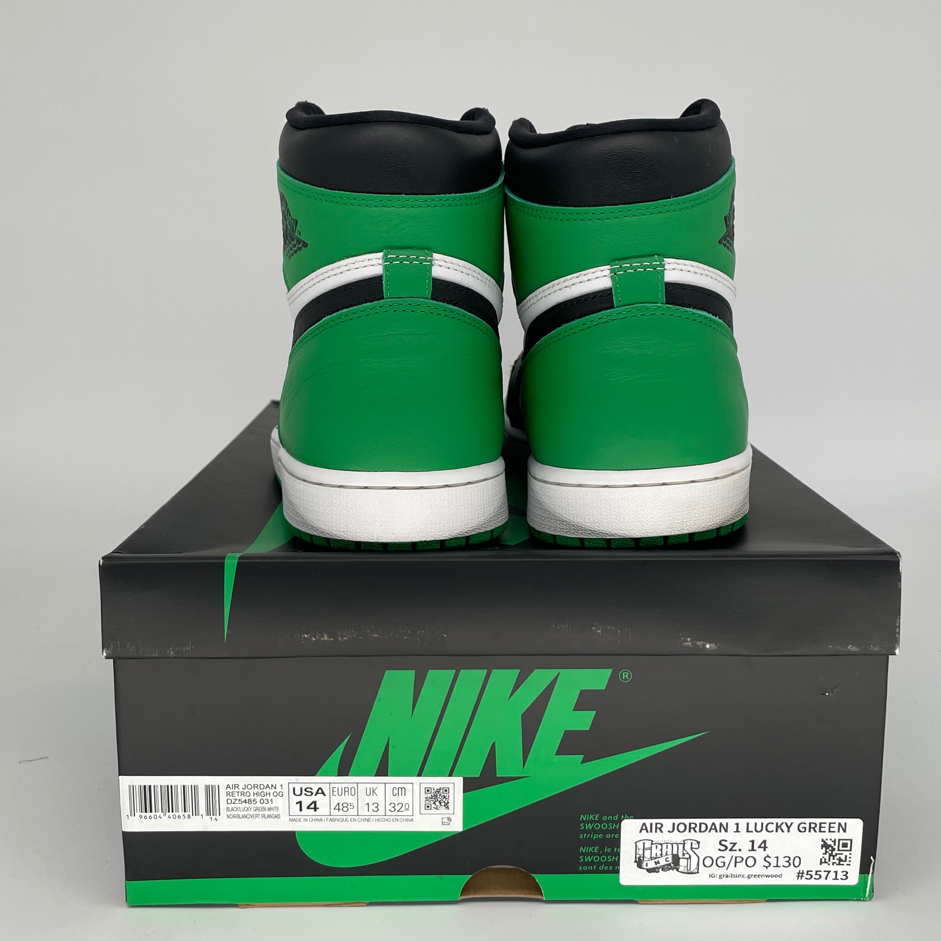 AIR JORDAN 1 LUCKY GREEN Men's Basketball Shoes Size 14 - DZ5485-031 Retro High OG Style for Sneaker Collectors & Streetwear Fashion
