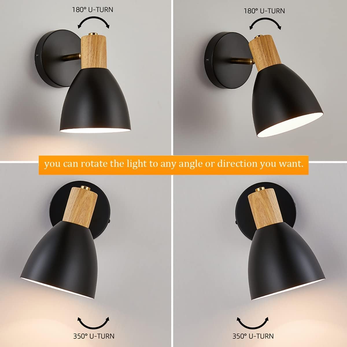 Industrial Wall Sconces Lighting Fixture - Adjustable Hardwired Wall Lamp for Bedroom, Bathroom, Hallway - Black Modern Farmhouse Light for Bedside Reading & Bathroom Sink Lighting - Perfect for Home Decor & Nighttime Ambience