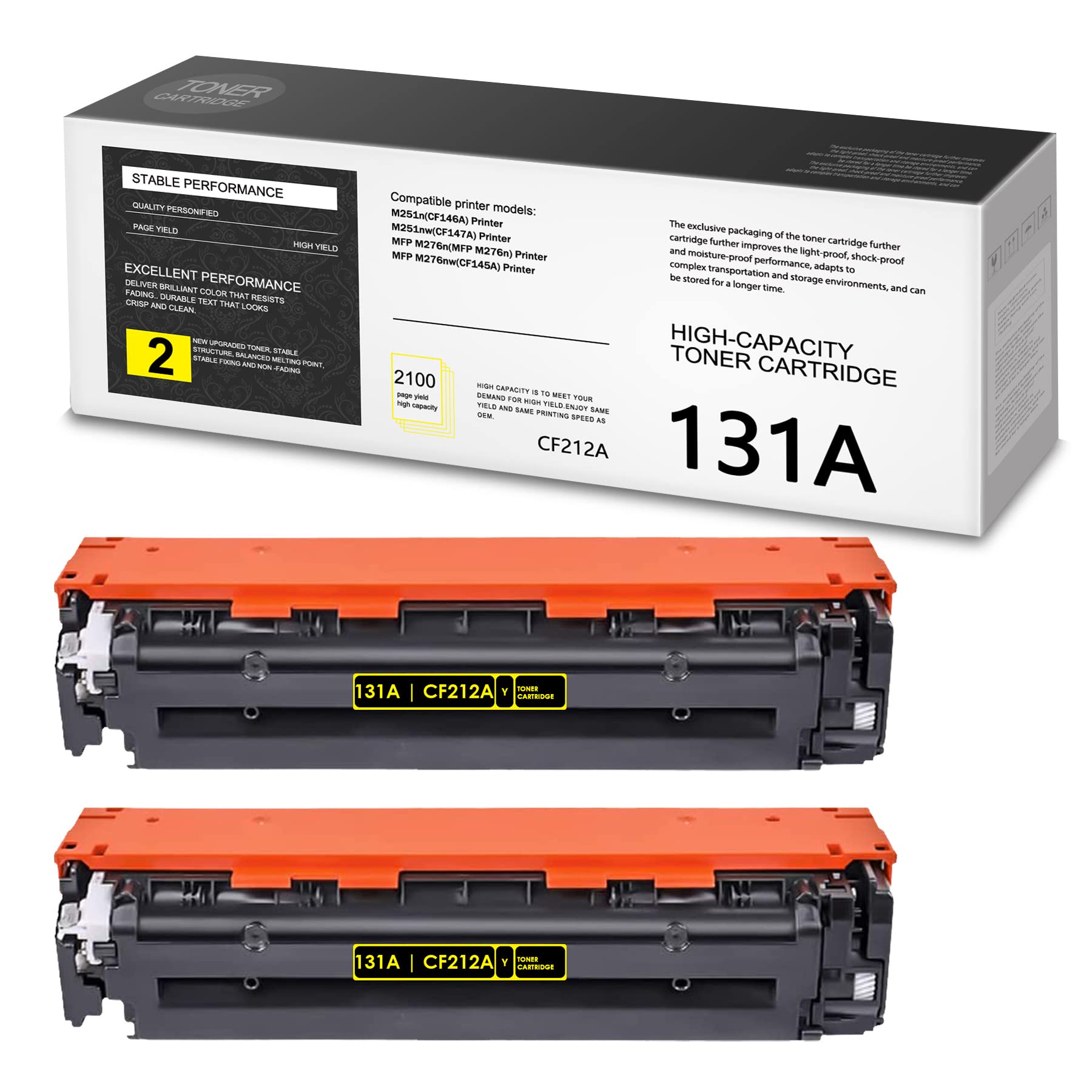 HP M276nw M251nw M276n M251n Printer Toner Cartridge Replacement (2 Yellow) - Compatible with CF212A 131A | High-Quality Printer Supplies for Home & Office Use - Sold by THUYAO