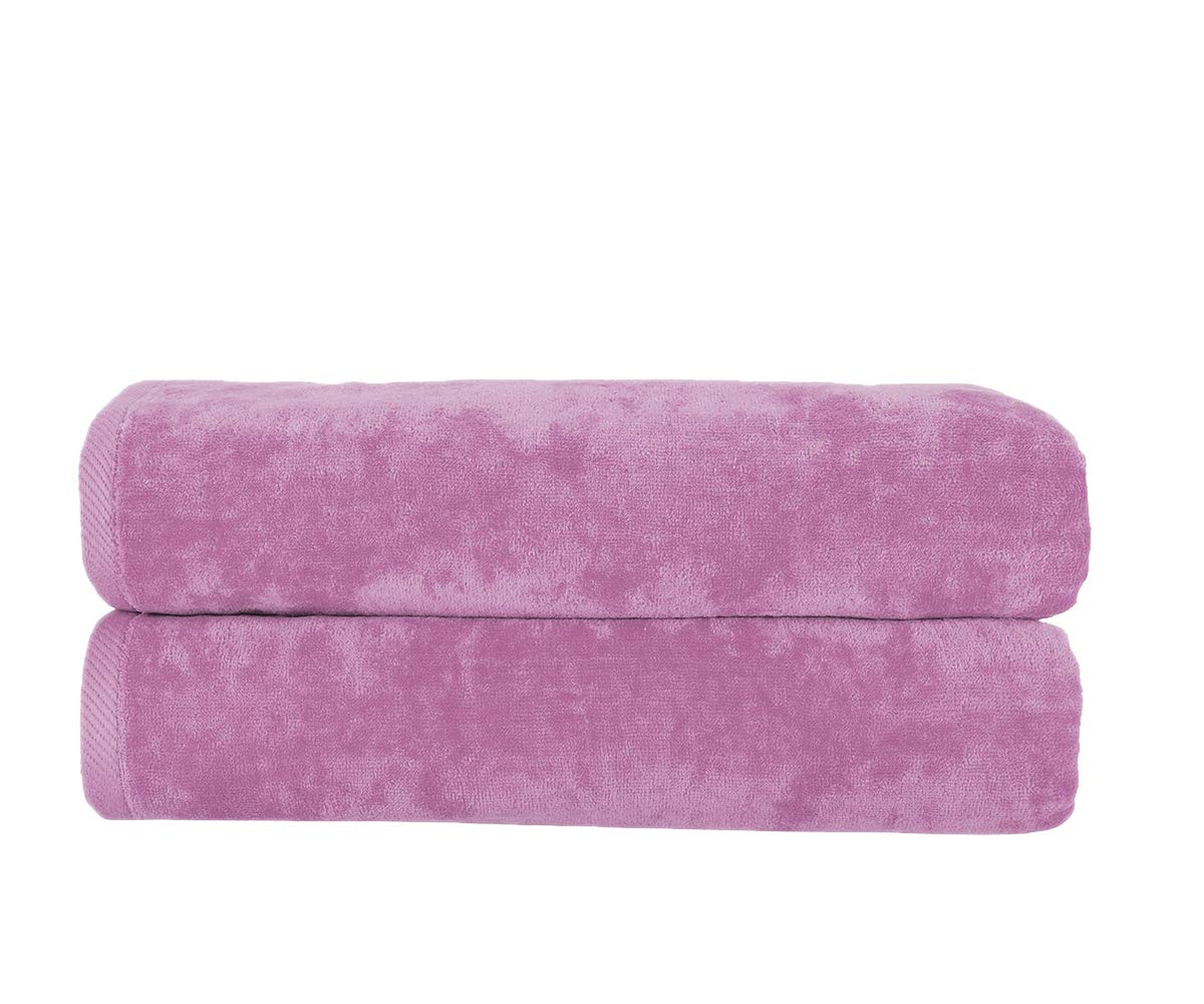 Premium 100% Cotton Diplomat Beach Towels - 2-Pack (30x60 Inches) Soft Terry Velour, Lavender PMS 2563-C - 11.0 Lbs per Doz - Perfect for Pool, Beach, Spa & Gym Use