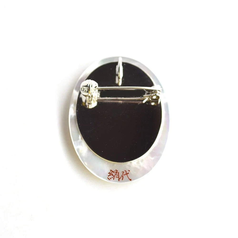 Handcrafted Japanese Maki-e Urushi Lacquer Brooch with White South Sea Pearl Shell Owl Design - Traditional Asian Art Jewelry for Women, Gift for Collectors, Perfect for Formal Occasions & Cultural Events
