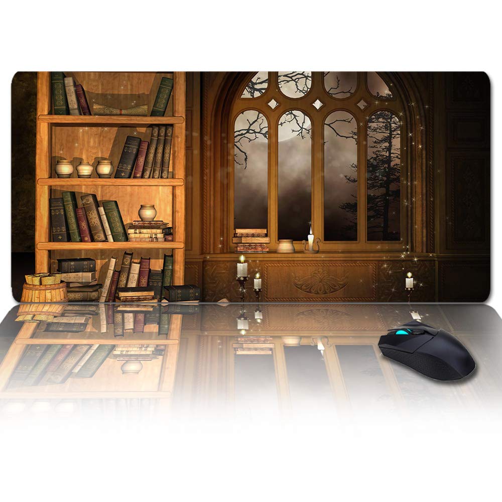 Vintage Brown Oversized 35x15 Inch Waterproof Desk Pad - Soft Office Desk Mat for Writing, Gaming & Keyboard Protection | Perfect for Home Office, Library & Gaming Setup