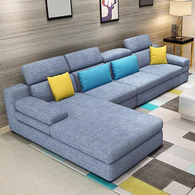 L-Shaped Left/Right Facing Reclining Sofa with Adjustable Headrest & Hidden Support - Perfect for Living Room, Home Theater & Family Gatherings