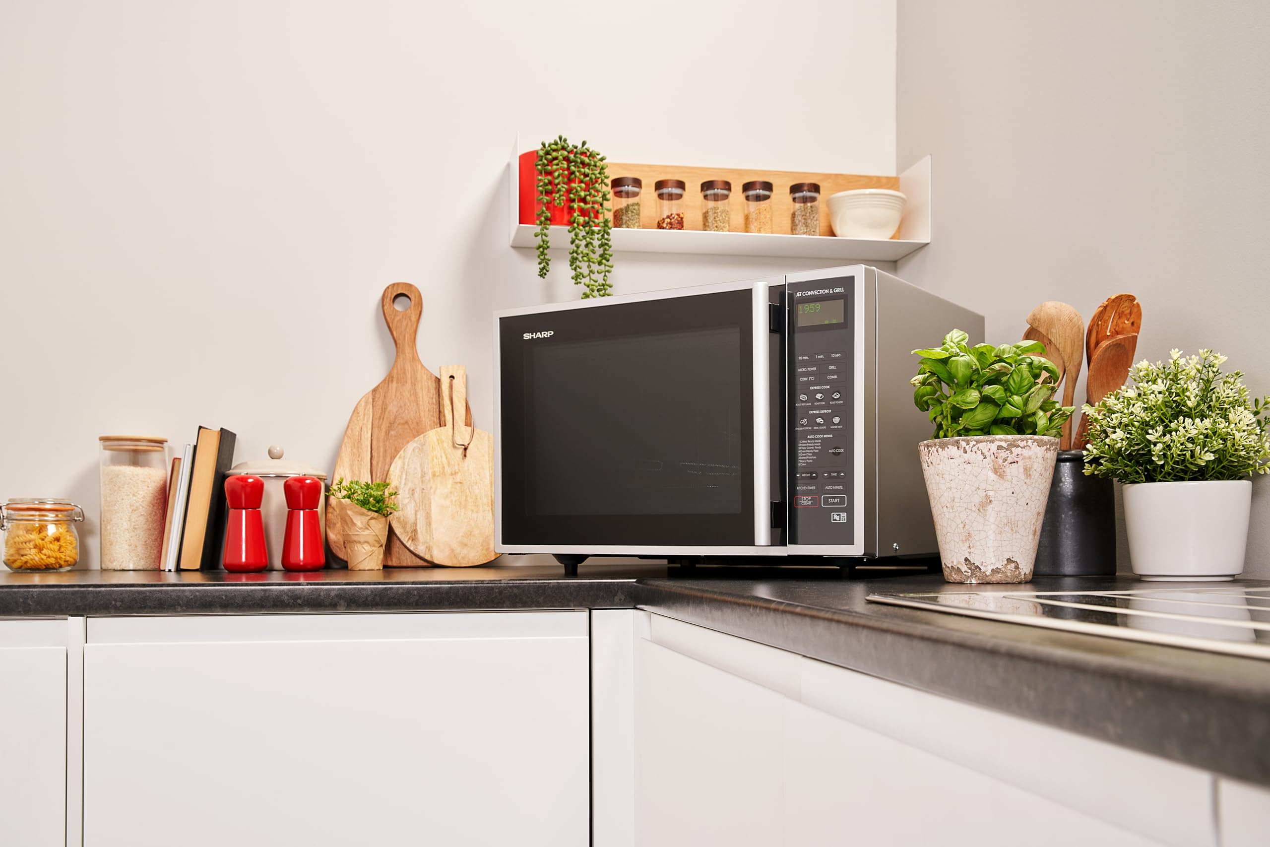 Sharp R959SLMAA 40L 900W Stainless Steel Combination Microwave Oven - Perfect for Small Kitchens, Dorms & Office Break Rooms