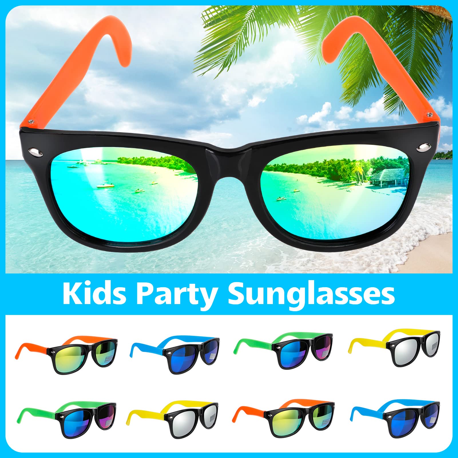 56 PCS Summer Beach Pool Party Favors for Kids Ages 3-12 - Bulk Beach Balls, Kids Sunglasses & Bubble Wands - Perfect for Birthday Parties, Pool Parties & Beach Vacations