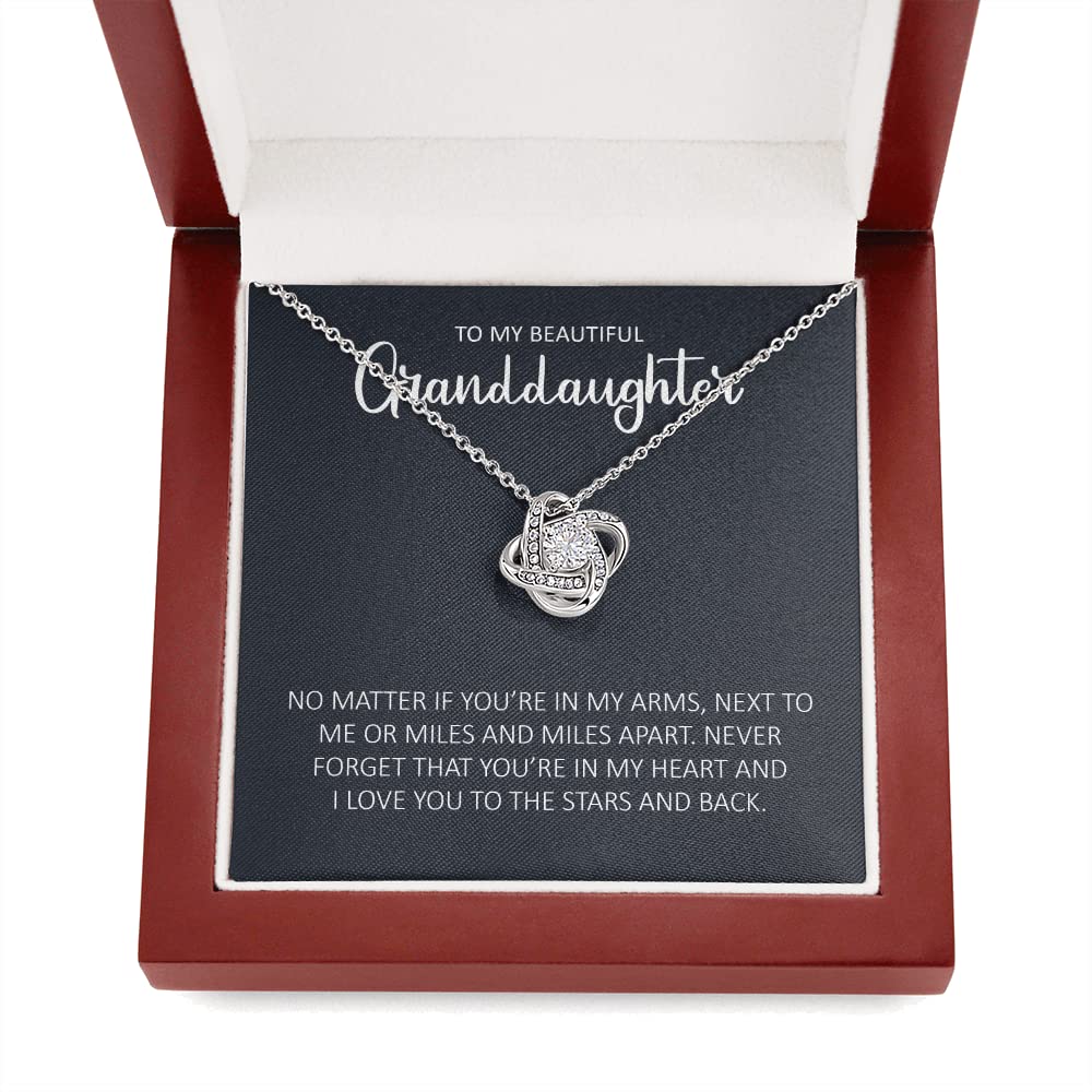 Love Knot Necklace - Sterling Silver Granddaughter Birthday Gift, Engraved Jewelry for Granddaughters, Thoughtful Present for Special Occasions | Perfect for Birthdays, Graduation, Christmas & Family Celebrations
