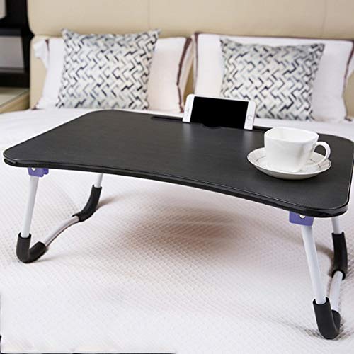 C-Shaped Side Table - Portable Folding Laptop Desk for Kids, Students & Dorm Use | Study Table, Bed Desk & Overbed Table | Space-Saving Black Design - Perfect for Small Spaces, Dorm Rooms & Home Office