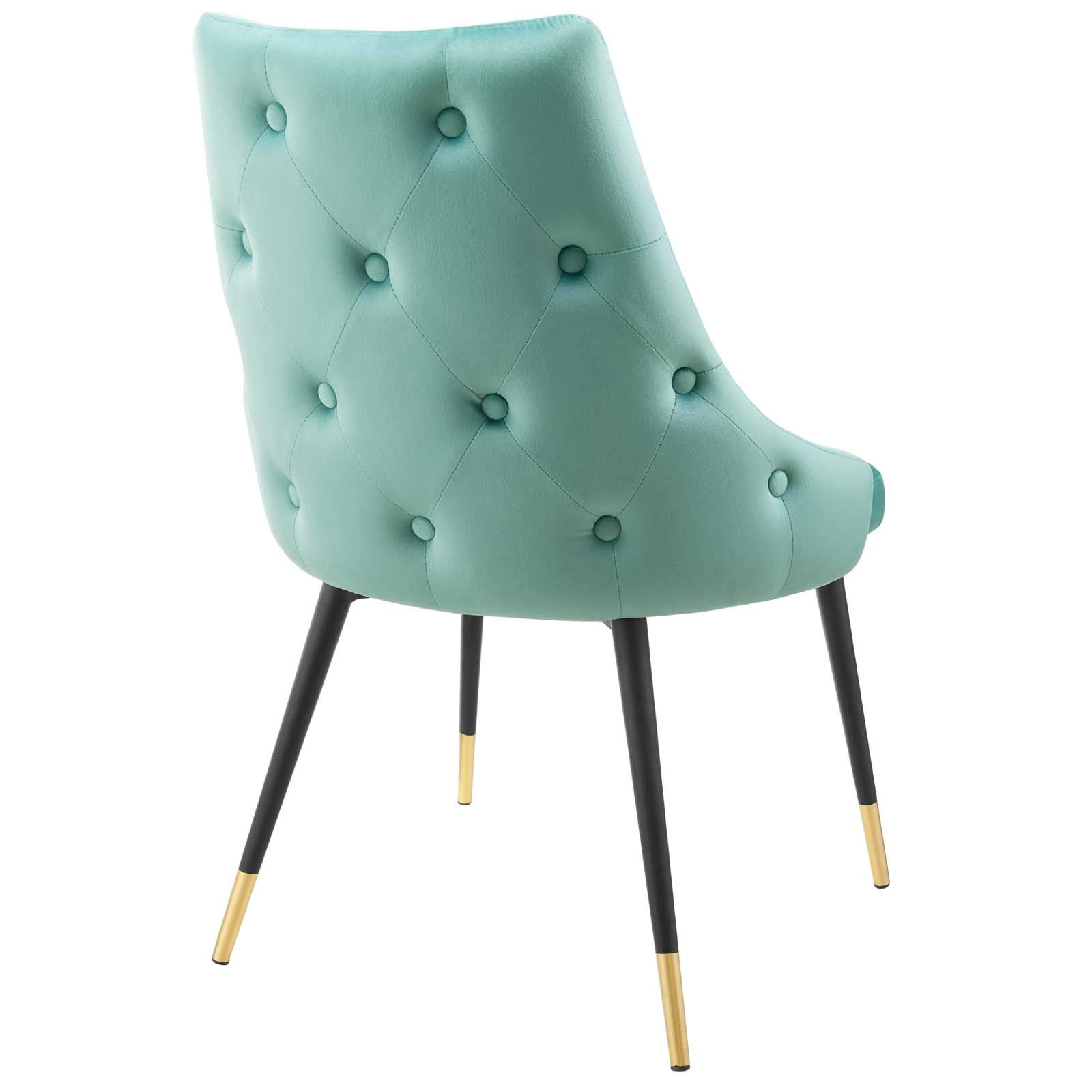 Modway Adorn Tufted Performance Velvet Dining Chairs - Set of 2 Mint Green Accent Side Chairs for Living Room, Bedroom & Dining Area