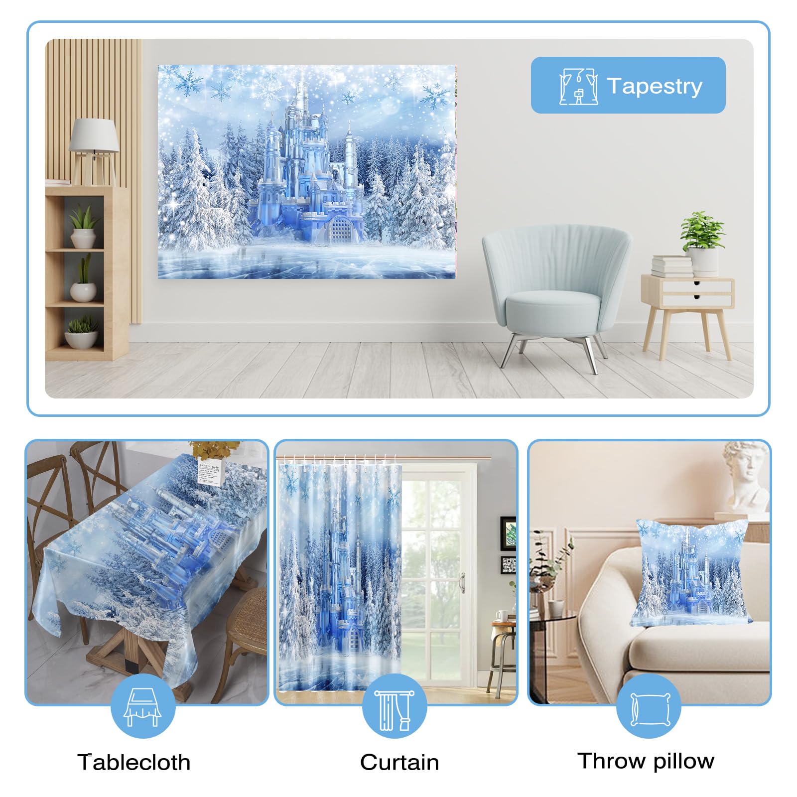 Frozen Wonderland Backdrop - Crystal Ice Castle Photography Background for Winter Party Decorations | Kids Photo Studio Props | Birthday, Christmas & Themed Events