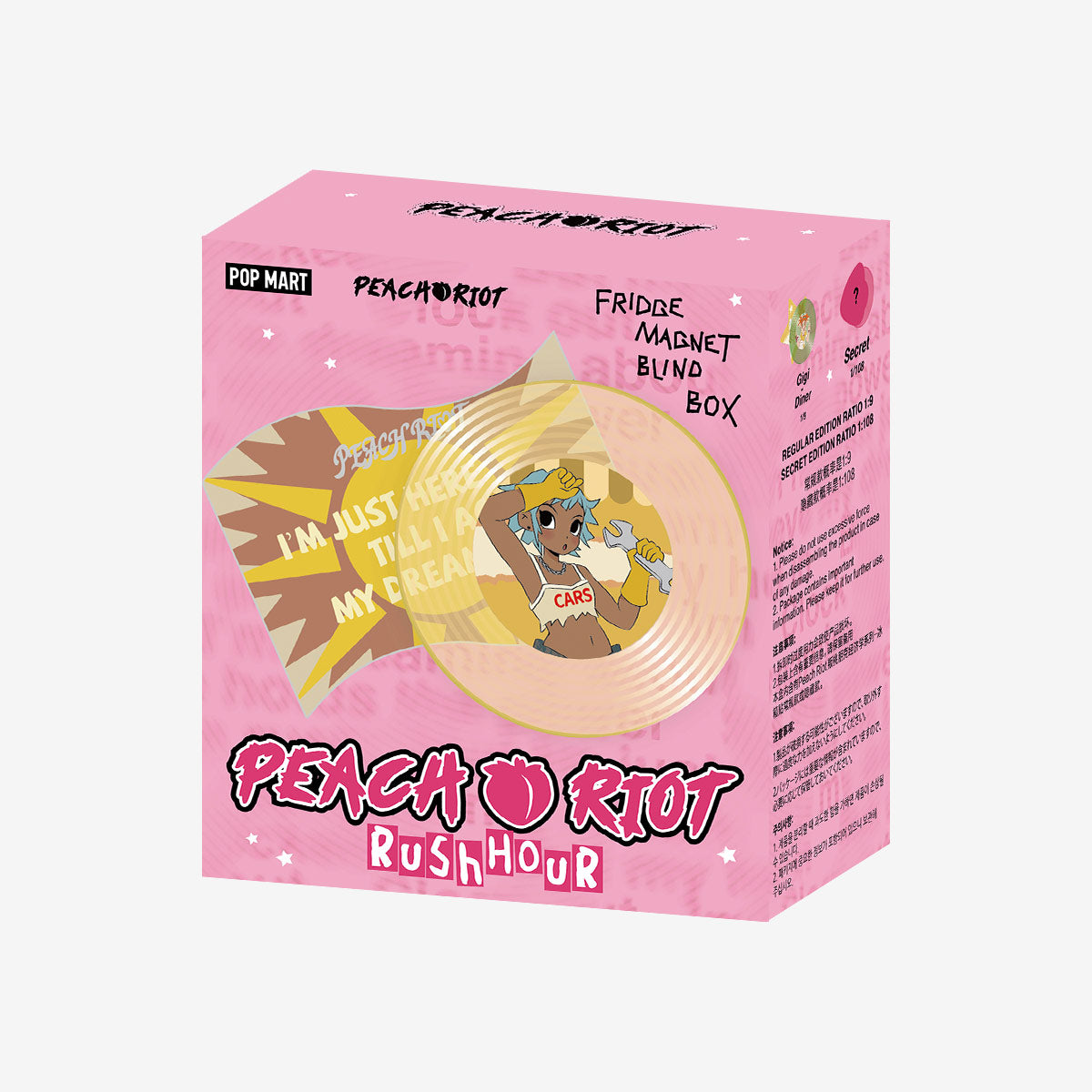 POP MART Peach Riot Rush Hour Series Blind Box Fridge Magnets - Cute Collectible Toys for Home Decor, Office & Dorm Organization (12pcs Mystery Box)